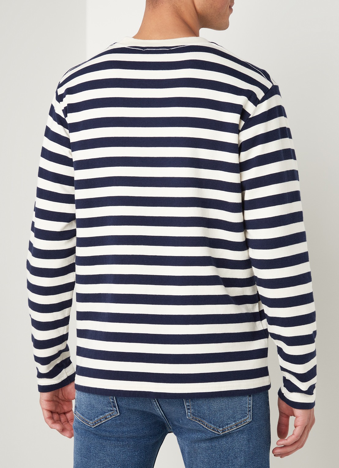 OLAF Longsleeve met streepprint en logoborduring - achterkant 4 wit