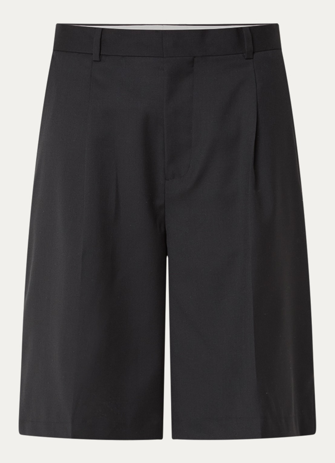 OLAF Loose fit korte broek in wolblend met steekzakken - voorkant 4 zwart