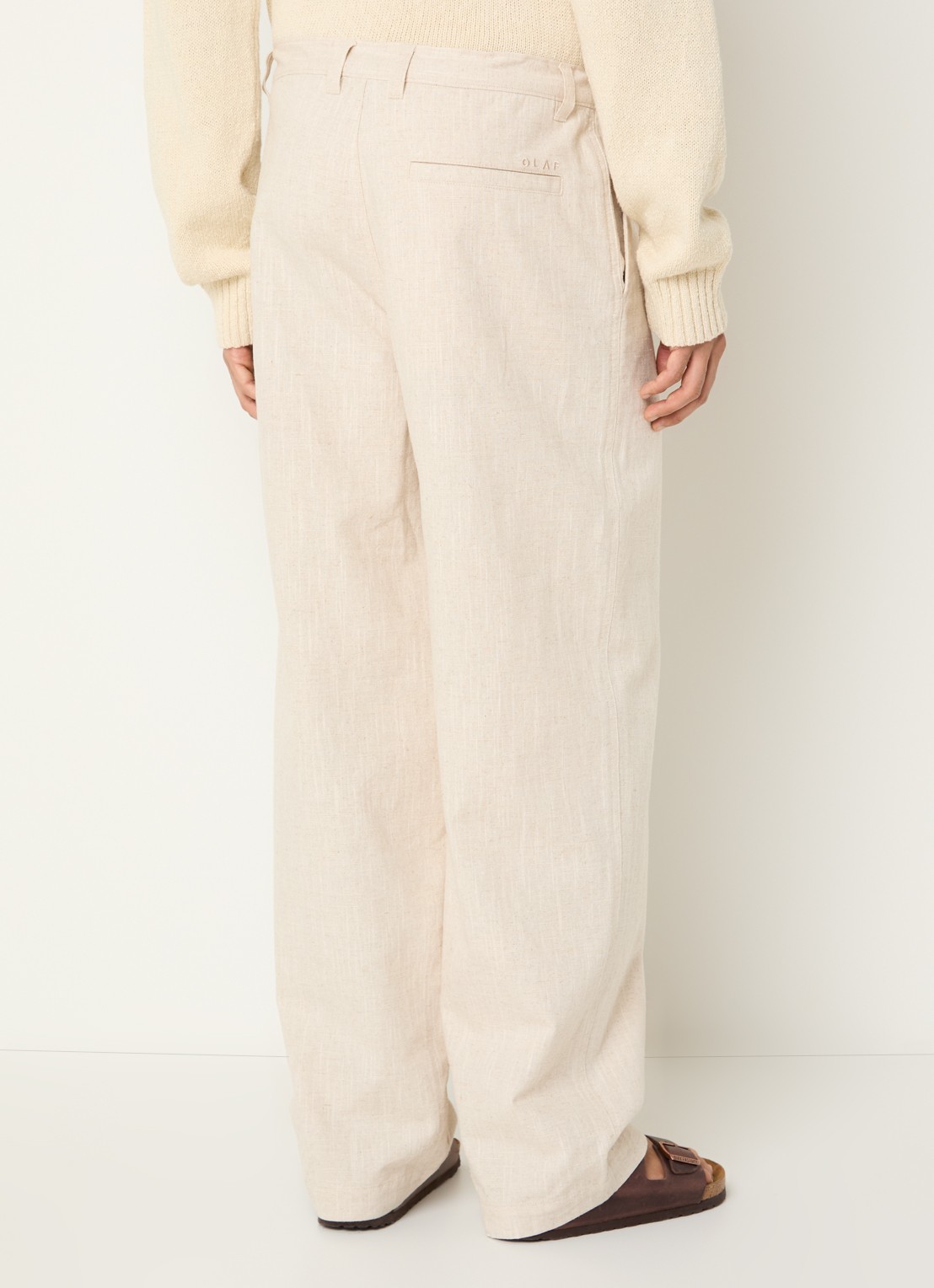 OLAF Loose fit pantalon in linnenblend met paspelzakken - achterkant 5 naturel