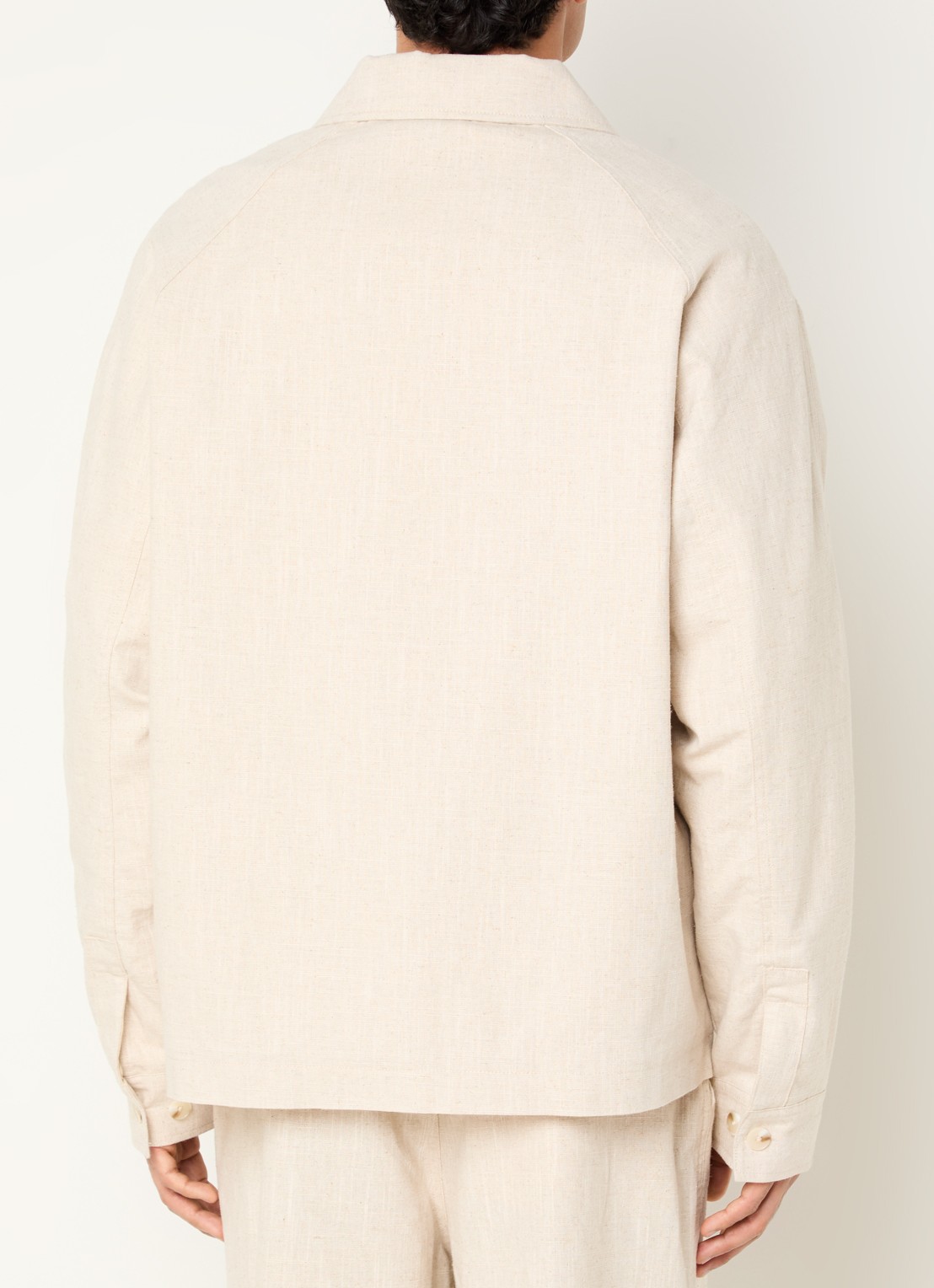 OLAF Overshirt in linnenblend met borstzak - achterkant creme