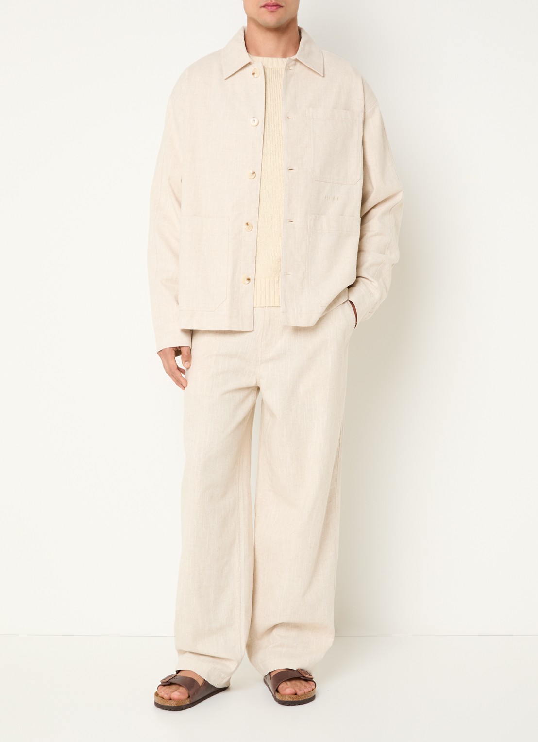 OLAF Overshirt in linnenblend met borstzak - voorkant 4 creme