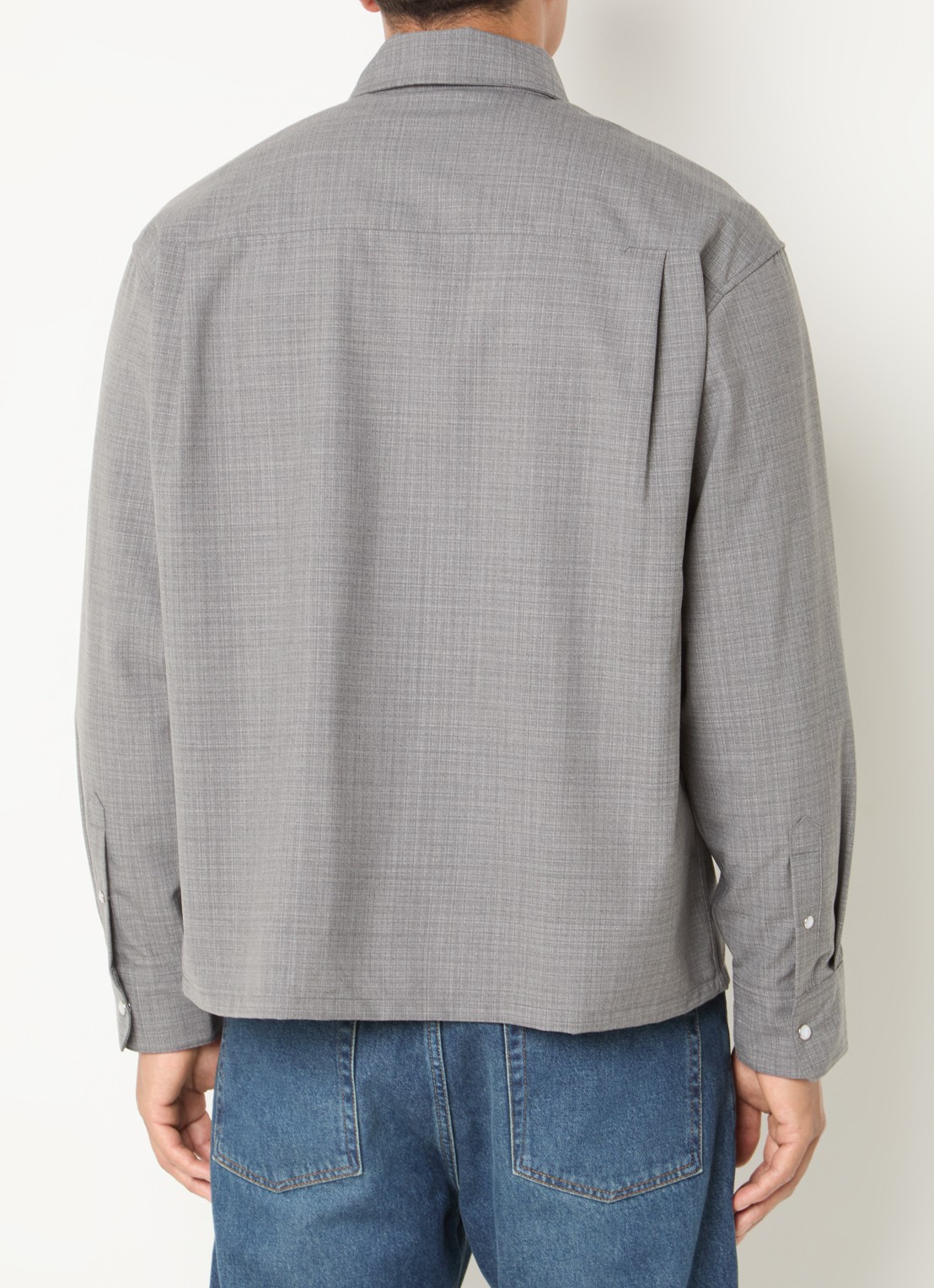 OLAF Overshirt met borstzak en logo - achterkant 3 grijs