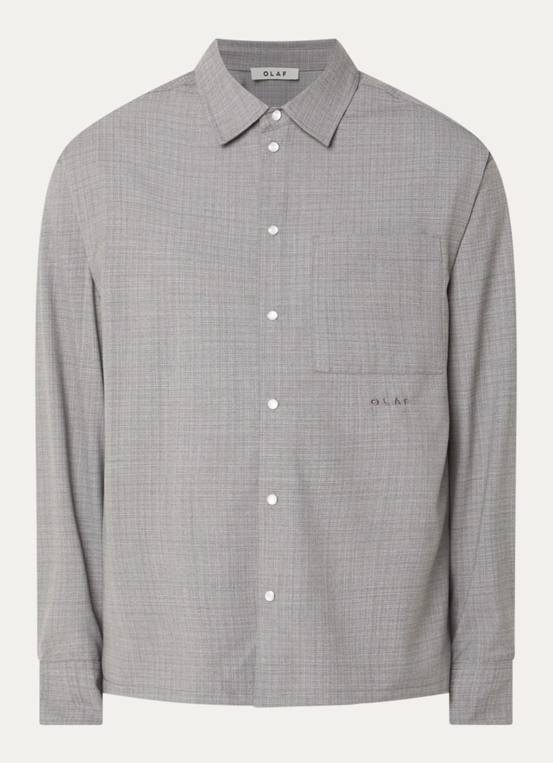 OLAF Overshirt met borstzak en logo - voorkant grijs