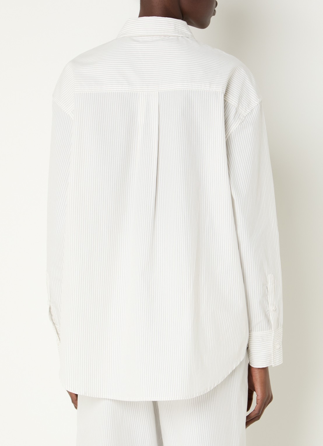 OLAF Oversized blouse met streepprint en borstzak - achterkant 4 beige