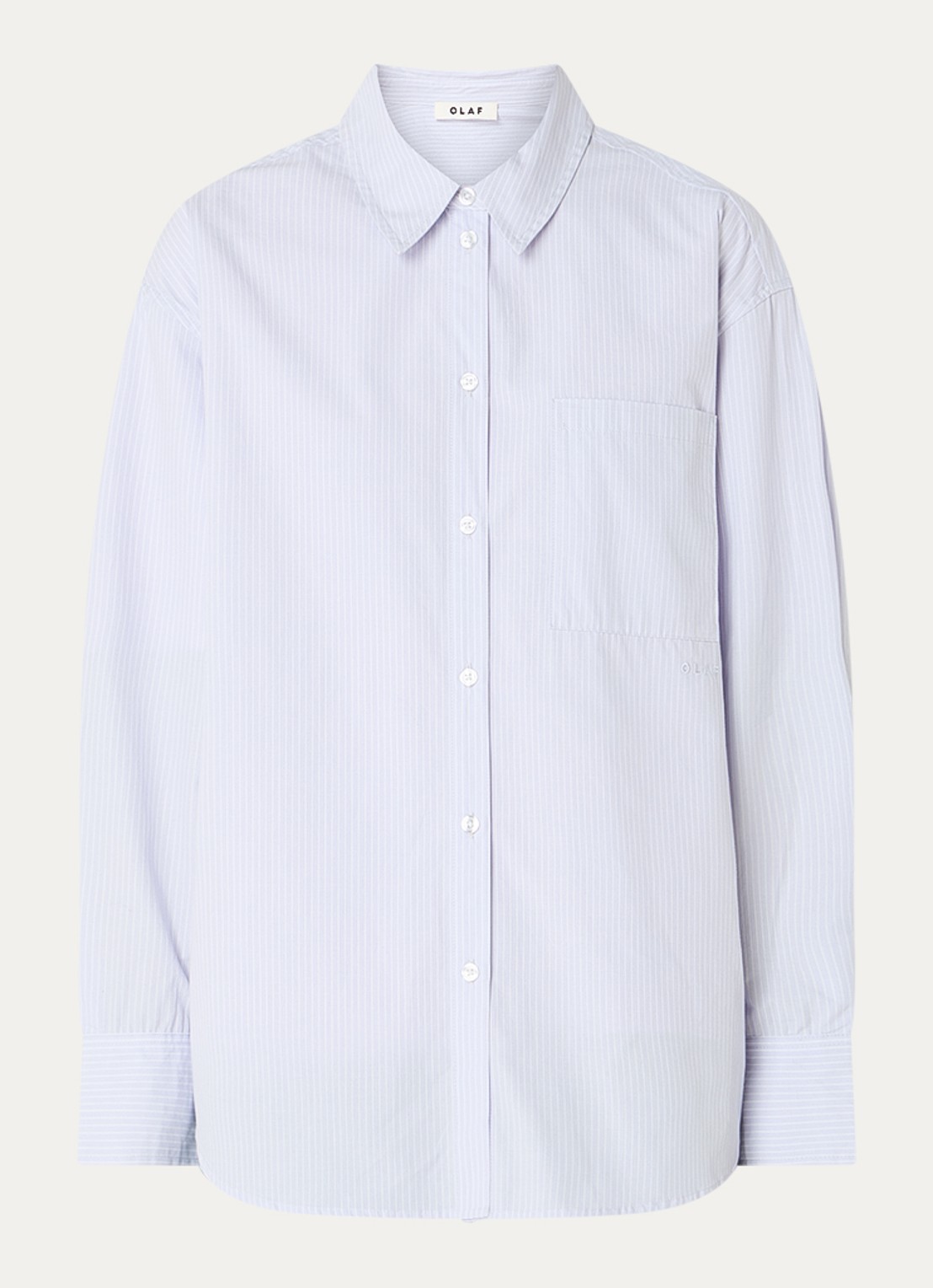 OLAF Oversized blouse met streepprint en borstzak - voorkant paars
