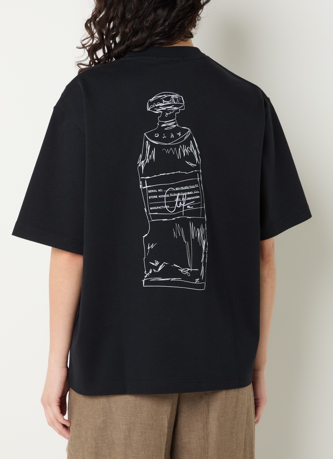 OLAF Paint Tube T-shirt met logo- en backprint - detail zwart