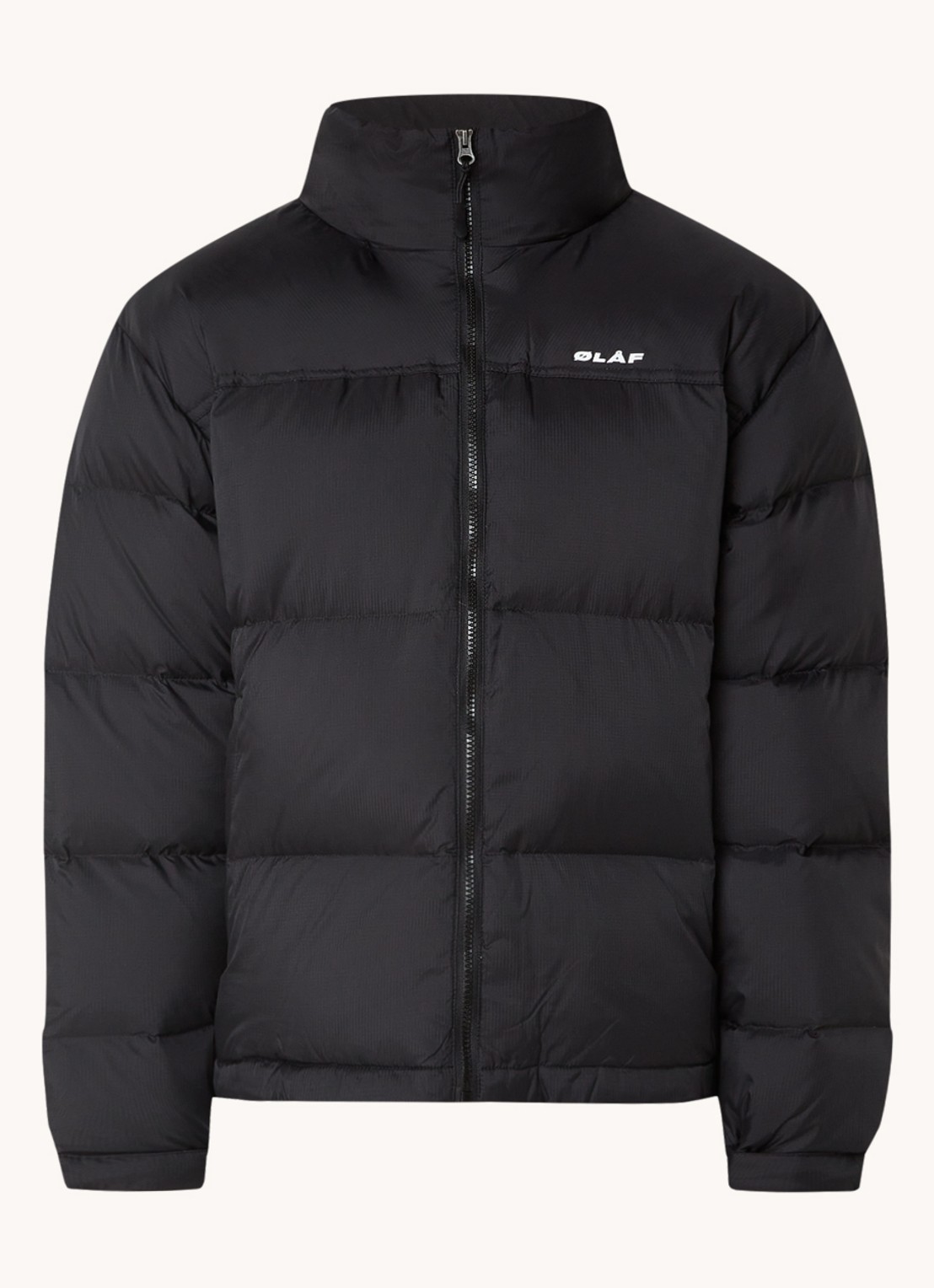 OLAF Puffer jack met donsvulling en opbergbare capuchon - voorkant 2 zwart