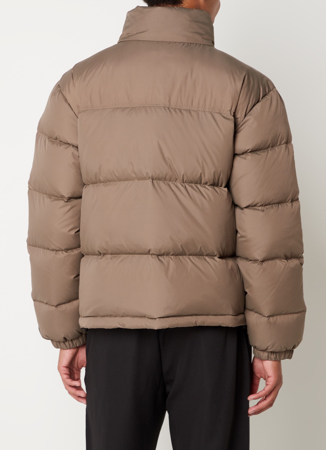 OLAF Puffer jack met donsvulling en opbergbare capuchon - achterkant taupe