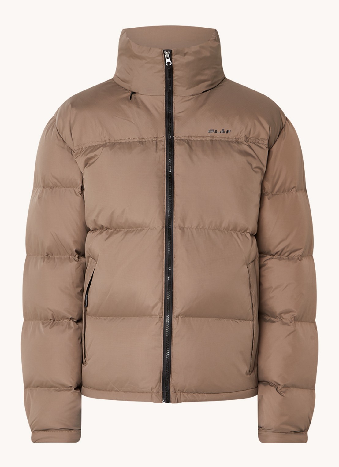 OLAF Puffer jack met donsvulling en opbergbare capuchon - voorkant 3 taupe