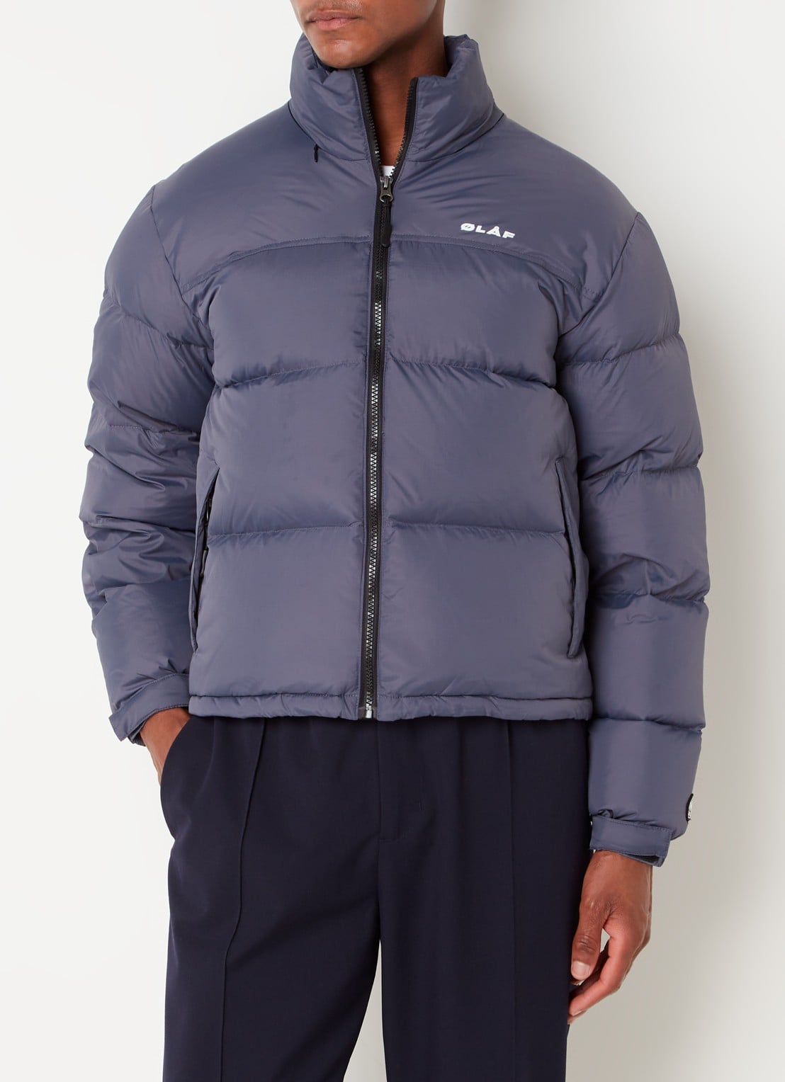 OLAF Puffer jack met donsvulling en opbergbare capuchon - detail 4 staalblauw