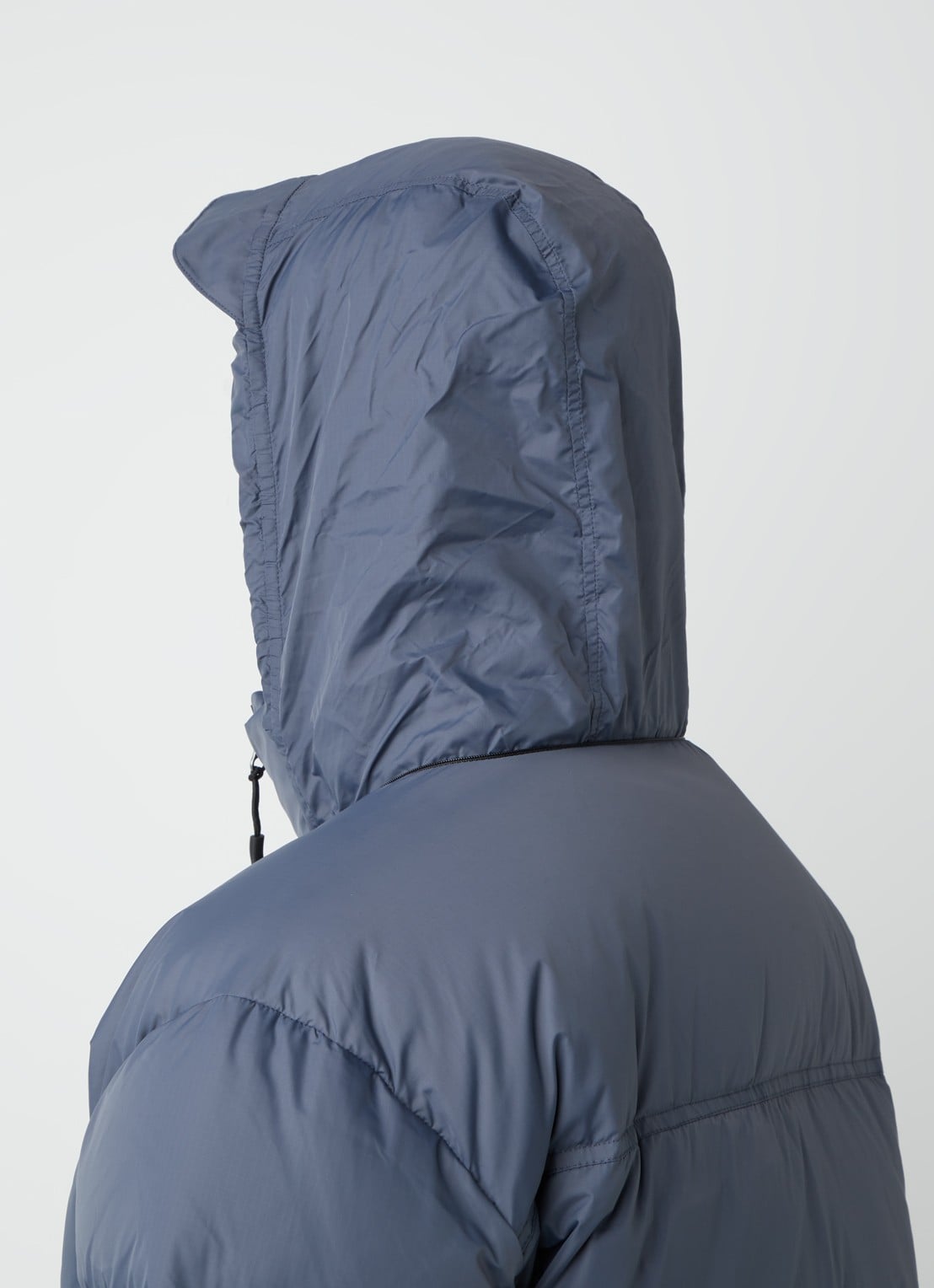 OLAF Puffer jack met donsvulling en opbergbare capuchon - detail 5 staalblauw