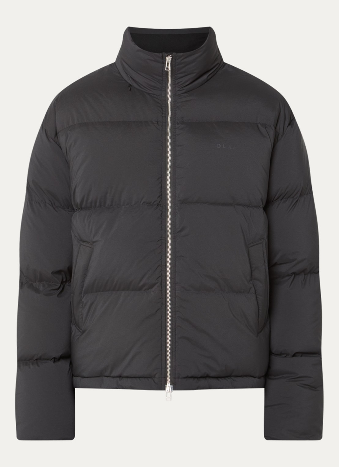 OLAF Puffer jack met ritszakken en logo - voorkant 2 zwart