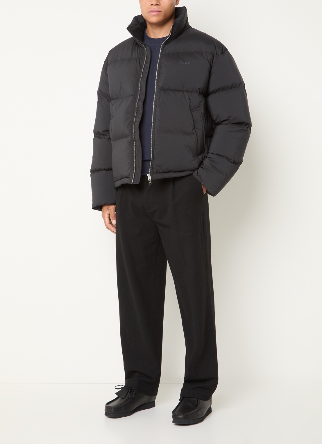 OLAF Puffer jack met ritszakken en logo - voorkant 3 zwart