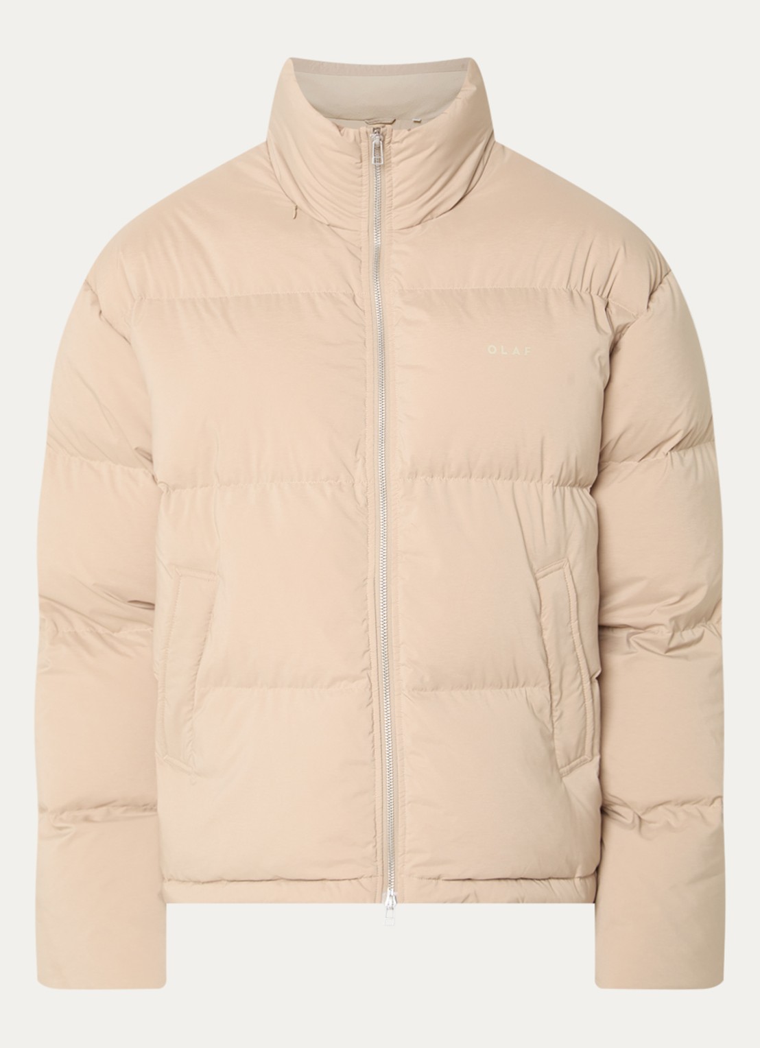 OLAF Puffer jack met ritszakken en logo - voorkant 2 beige