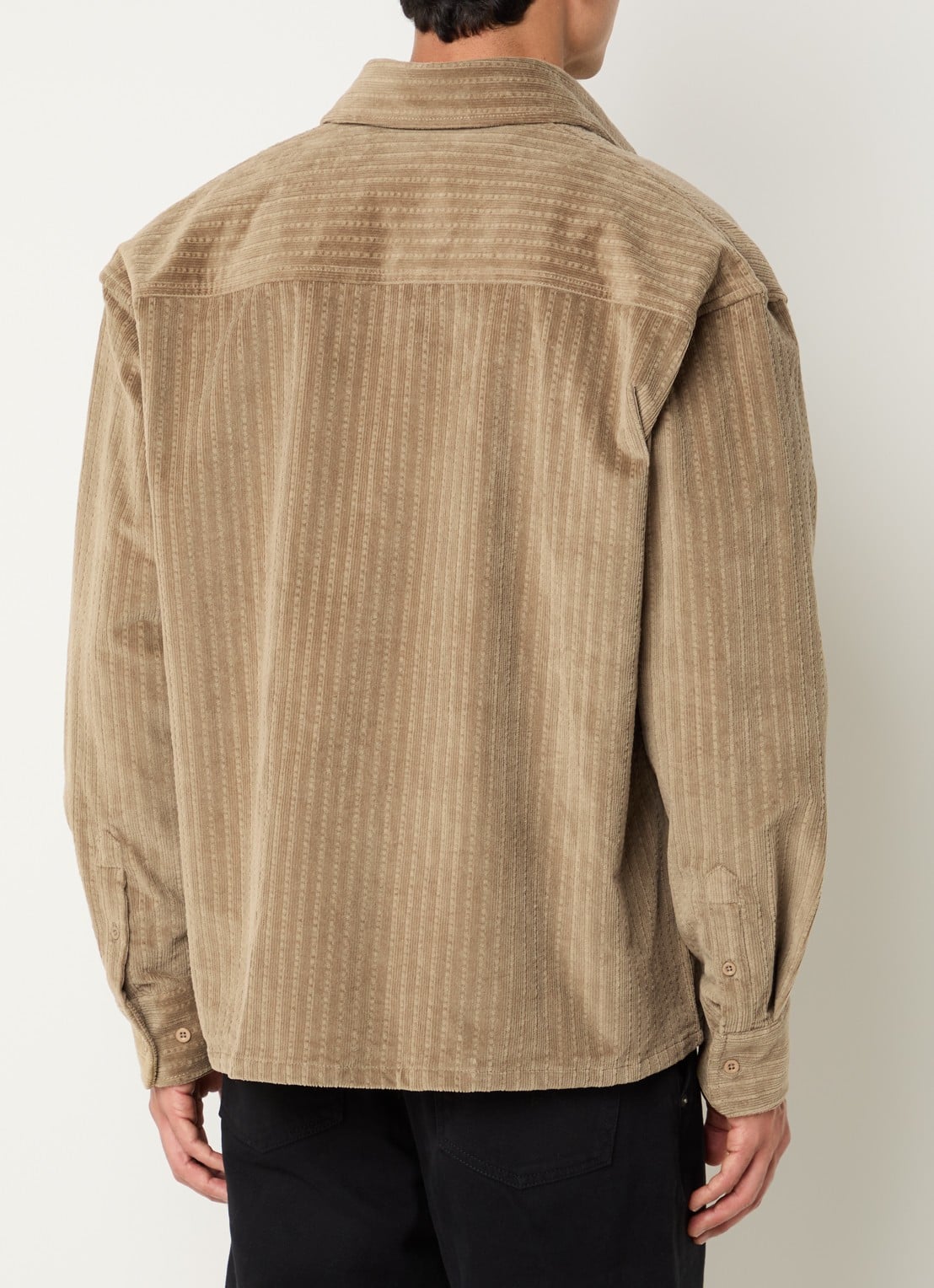 OLAF Regular fit overhemd van corduroy met borstzak - achterkant khaki