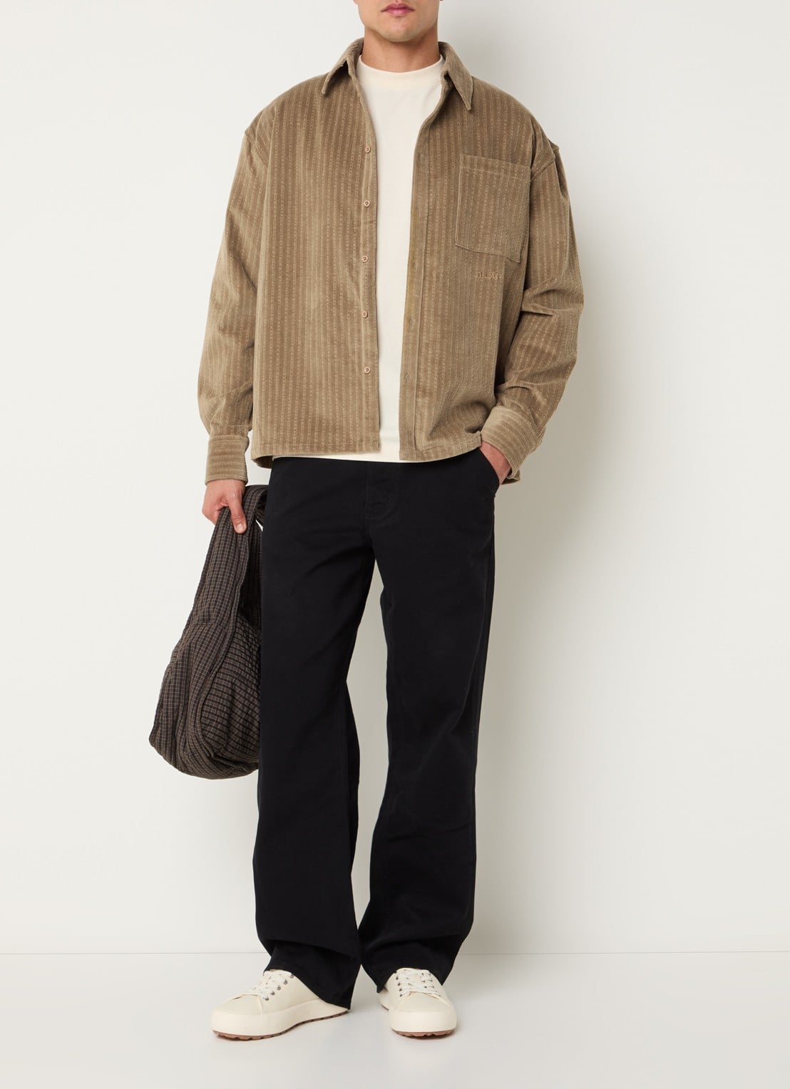 OLAF Regular fit overhemd van corduroy met borstzak - voorkant 3 khaki