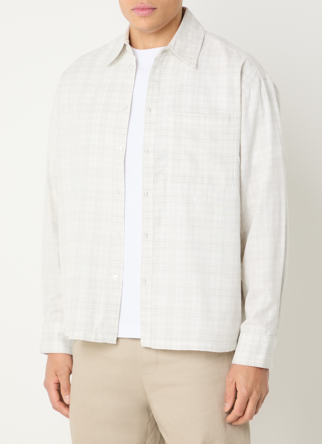 OLAF Regular fit overshirt met ruitdessin - detail 4 beige