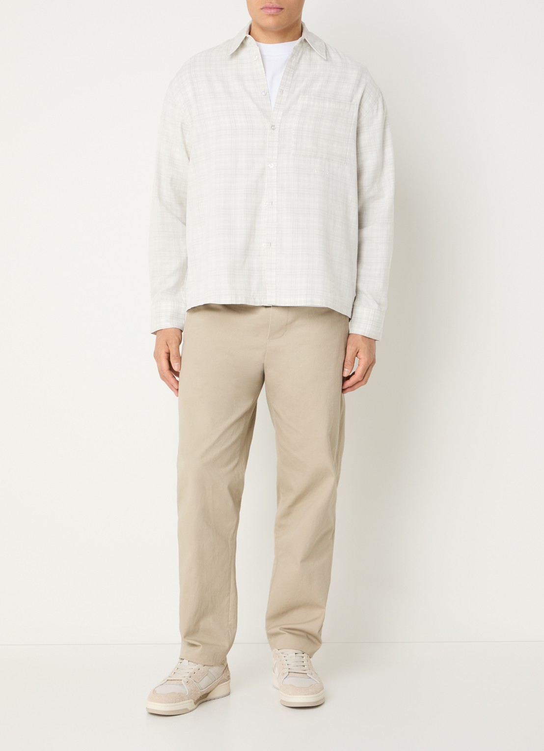 OLAF Regular fit overshirt met ruitdessin - voorkant 2 beige
