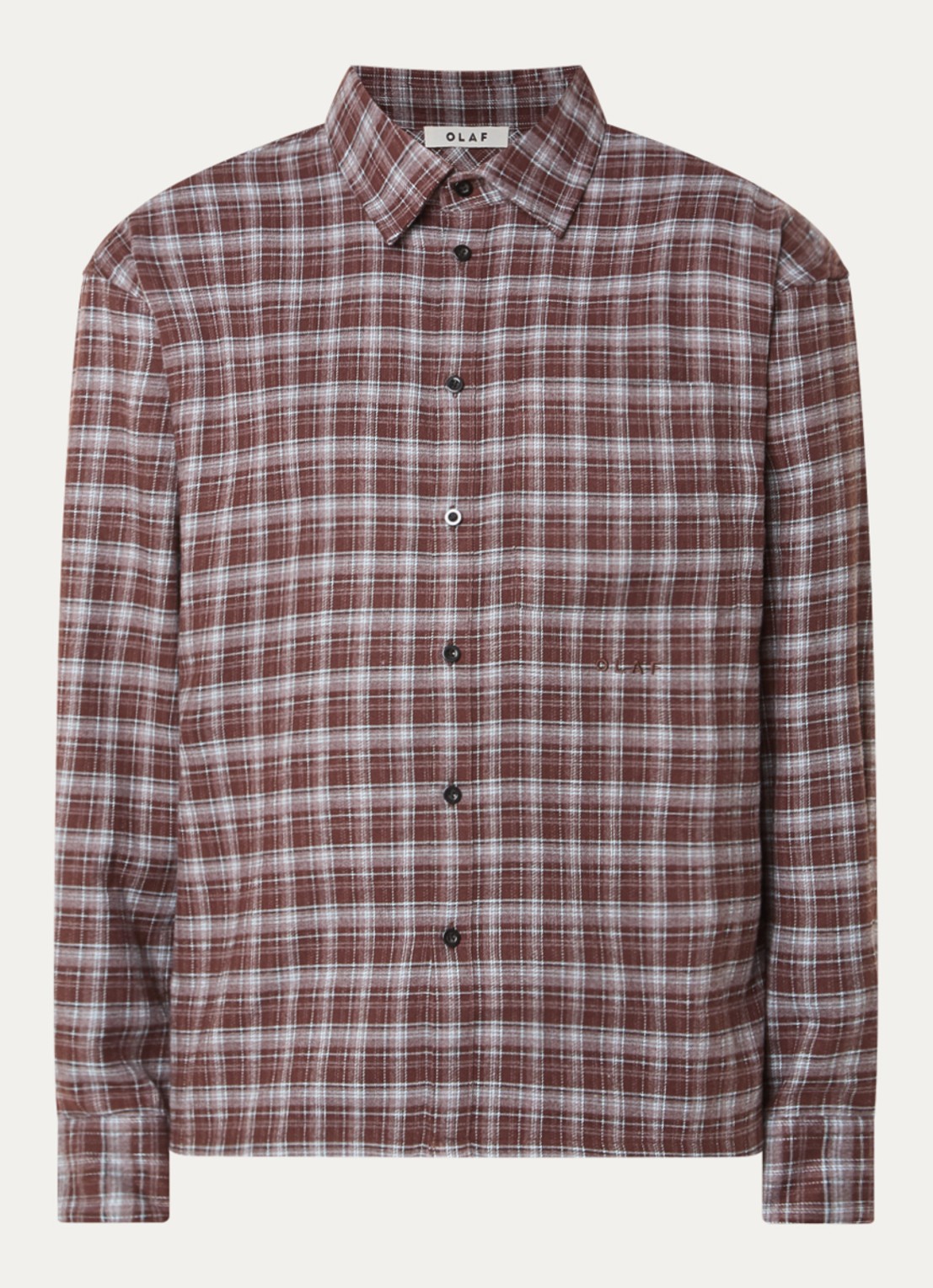 OLAF Regular fit overshirt met ruitdessin - voorkant 2 kastanjebruin
