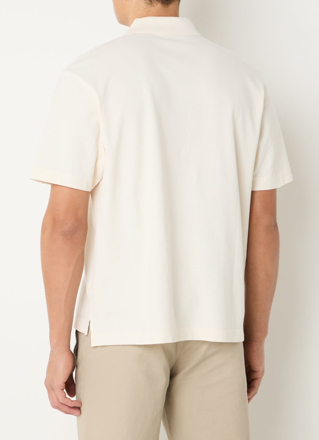 OLAF Regular fit polo met logo - achterkant gebroken wit