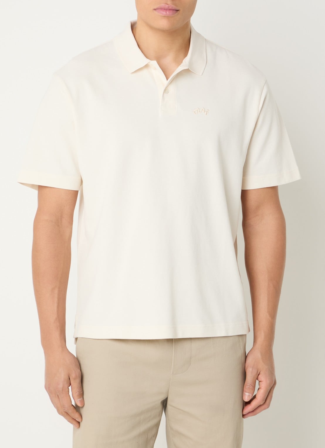 OLAF Regular fit polo met logo - detail 2 gebroken wit