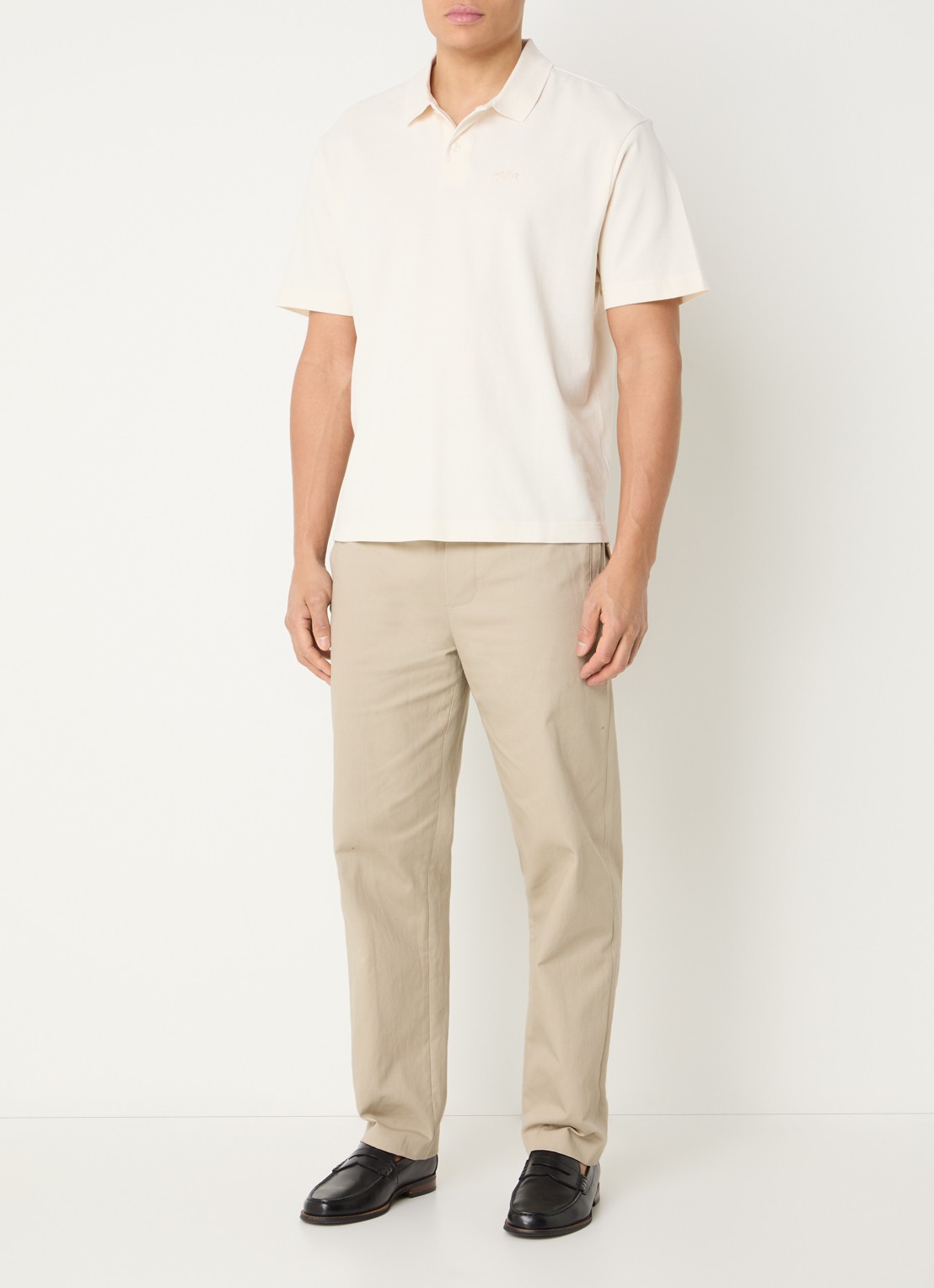 OLAF Regular fit polo met logo - voorkant 4 gebroken wit