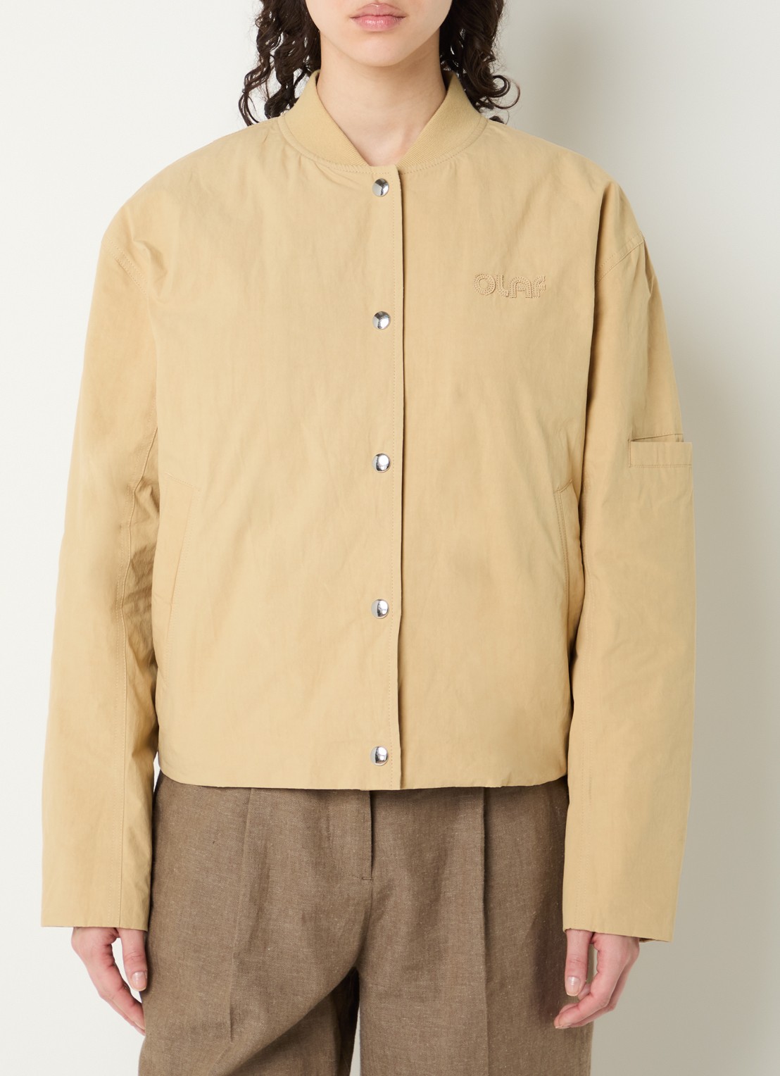 OLAF Retro jack met logo en steekzakken - detail 4 khaki