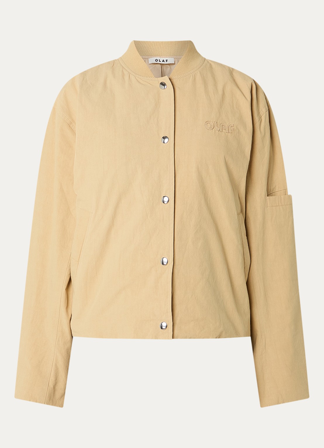 OLAF Retro jack met logo en steekzakken - voorkant khaki