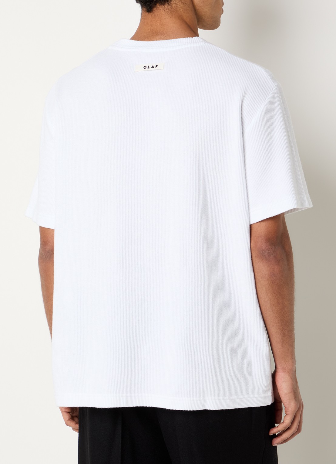 OLAF Ribbed T-shirt met ronde hals - achterkant 2 wit