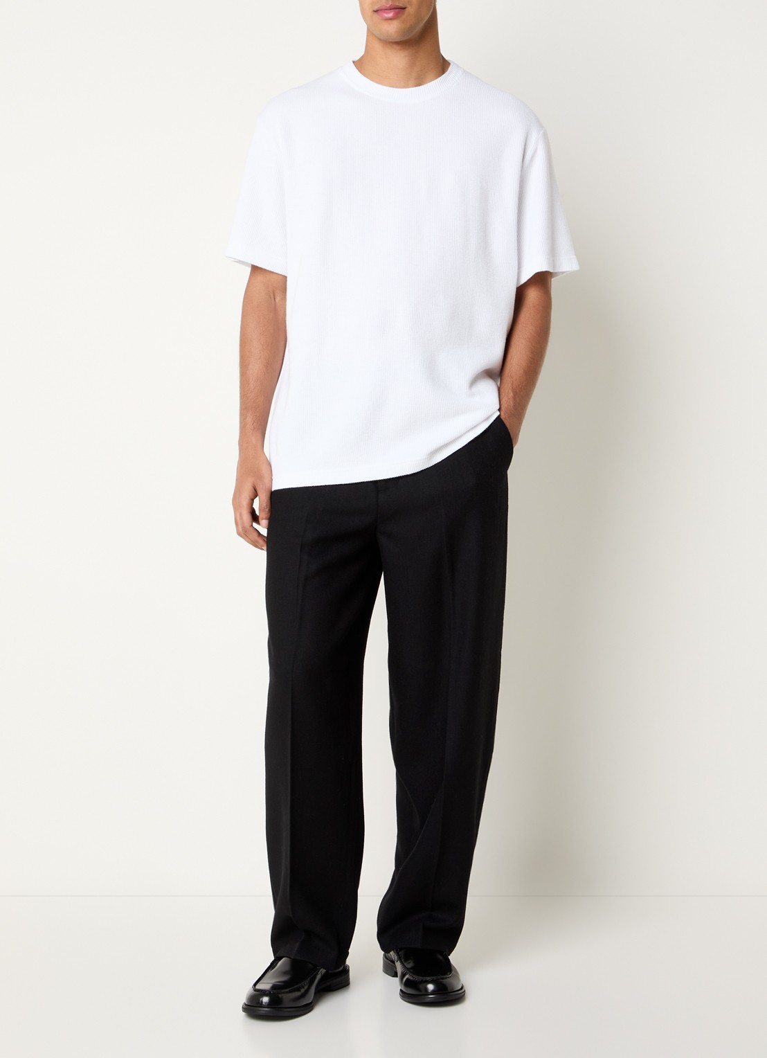 OLAF Ribbed T-shirt met ronde hals - voorkant 4 wit