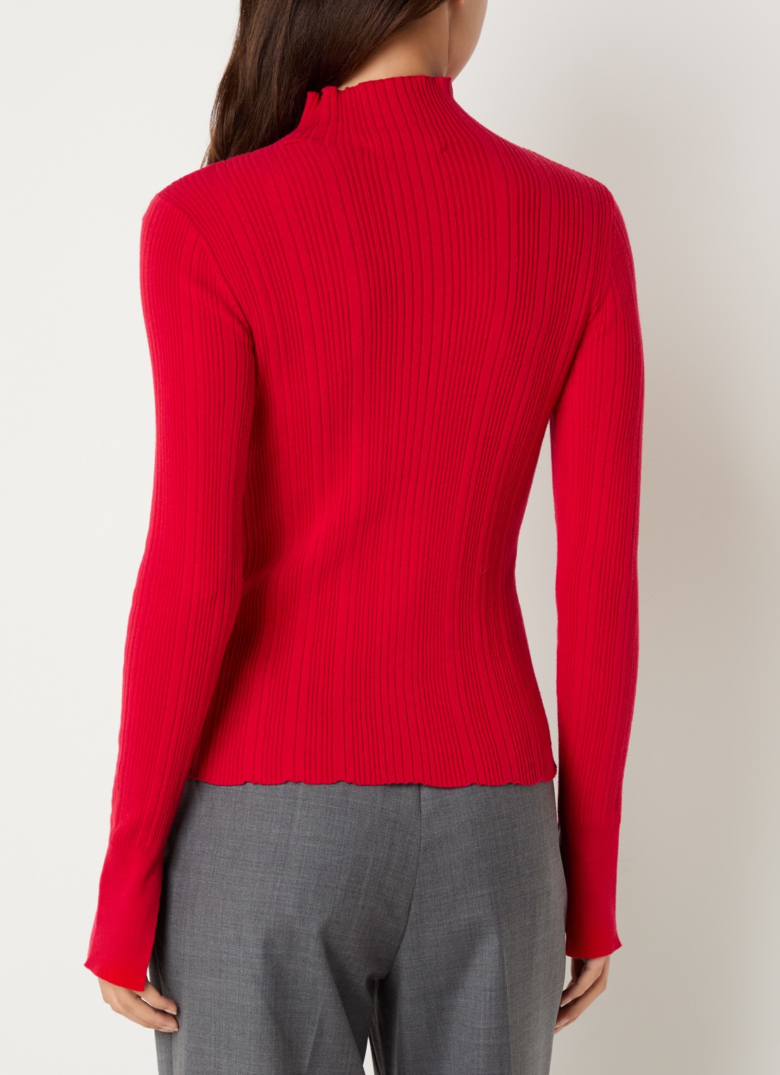 OLAF Ribgebreide pullover met ronde hals - achterkant 2 rood