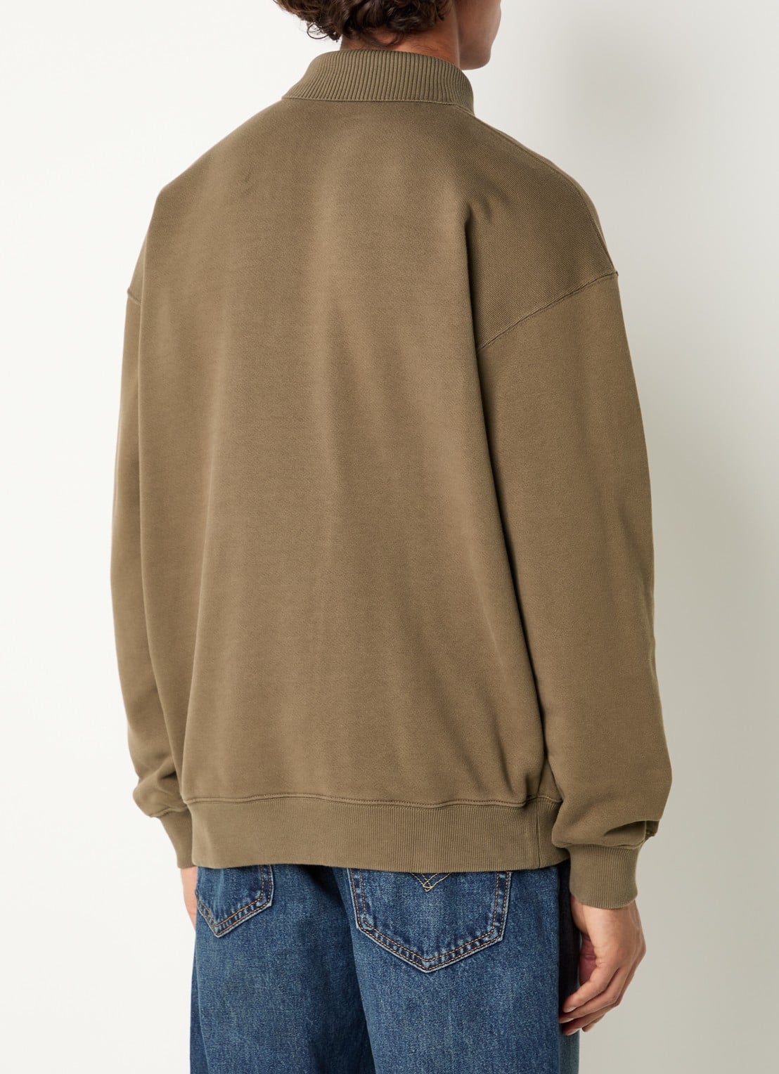 OLAF Signature oversized sweater met polokraag en logoborduring - achterkant 4 lichtbruin