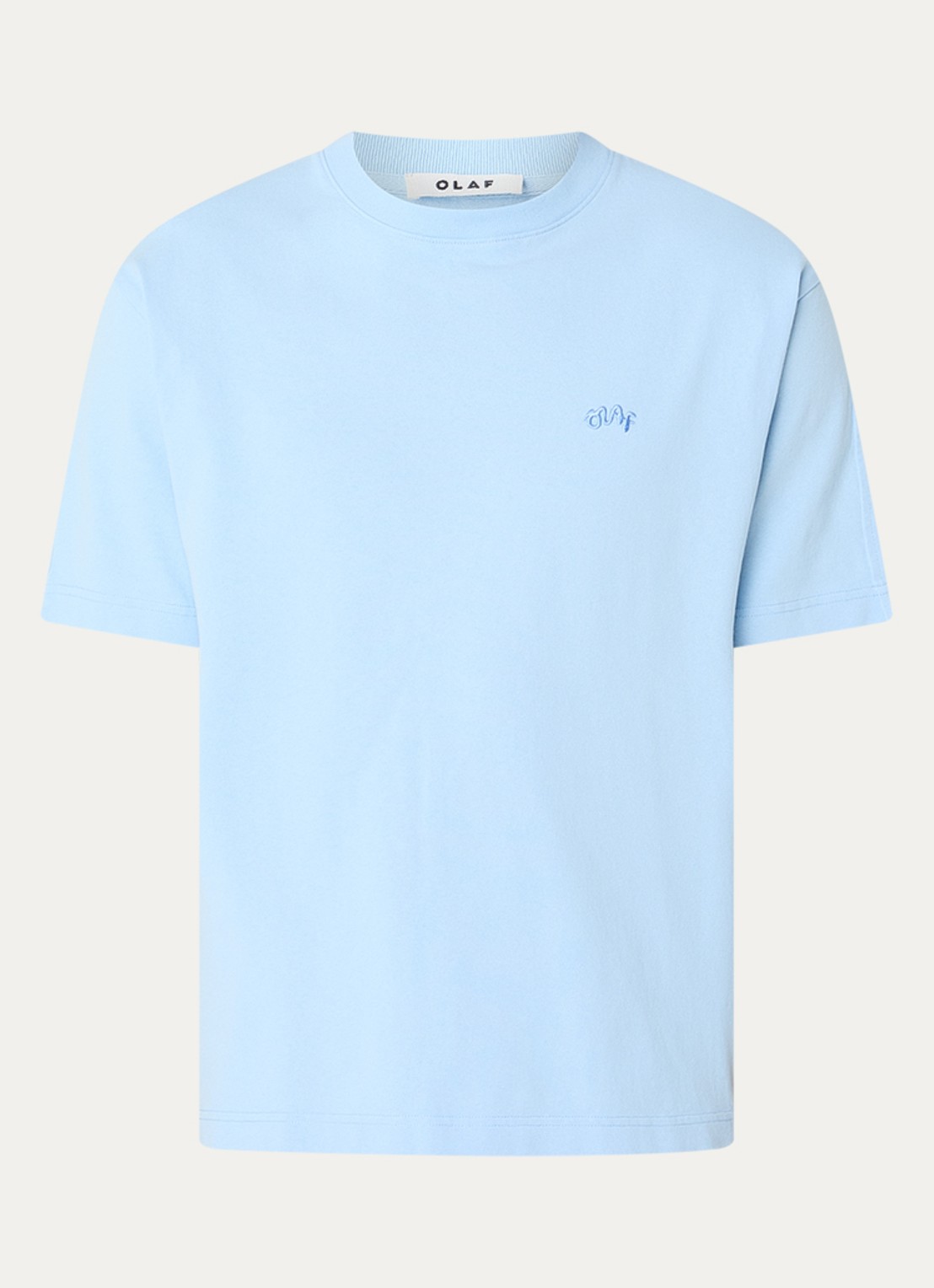 OLAF Signature T-shirt met logoborduring - voorkant 2 lichtblauw
