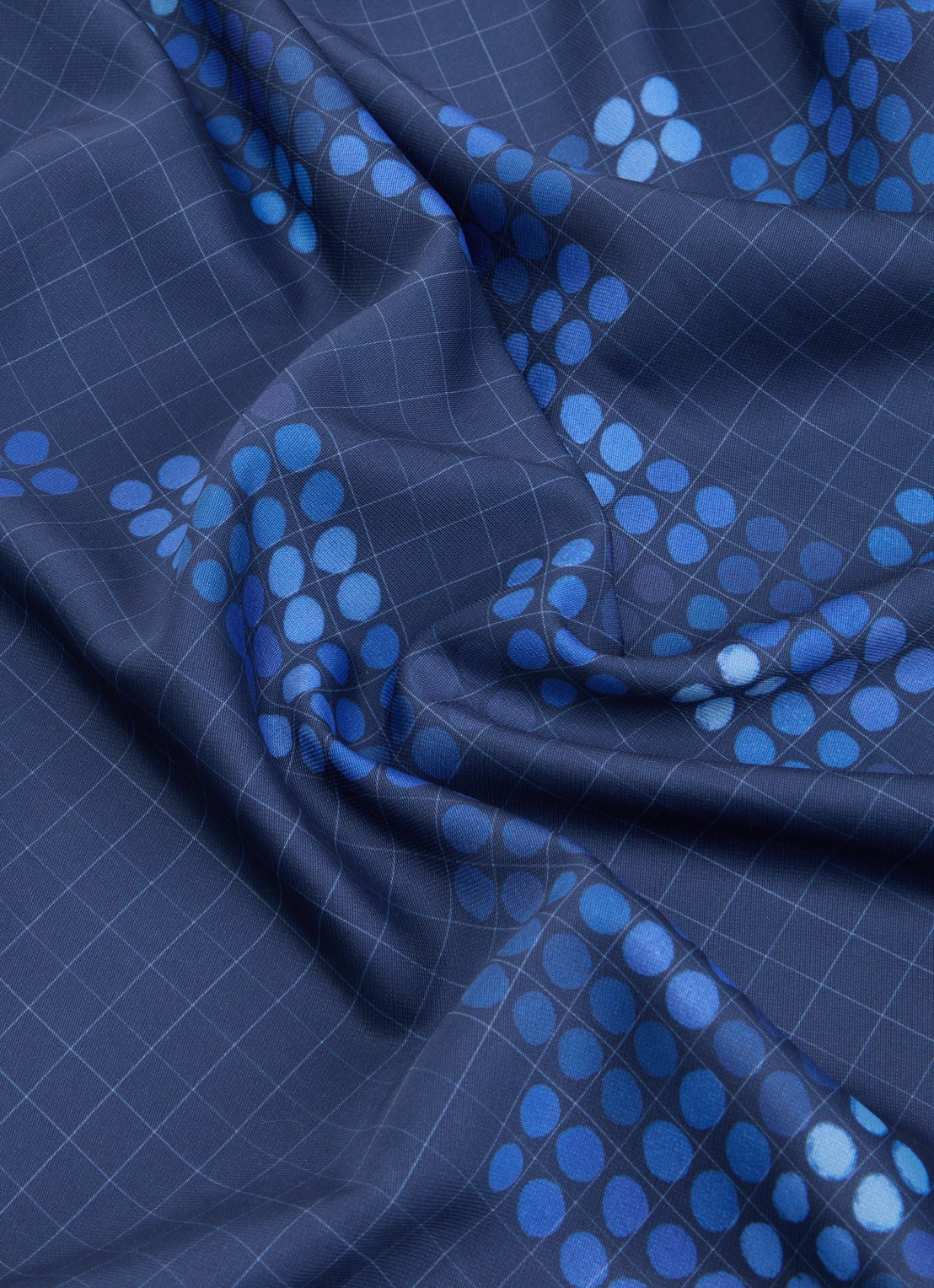 OLAF Sjaal met stippenprint 75 x 75 cm  - detail 3 donkerblauw