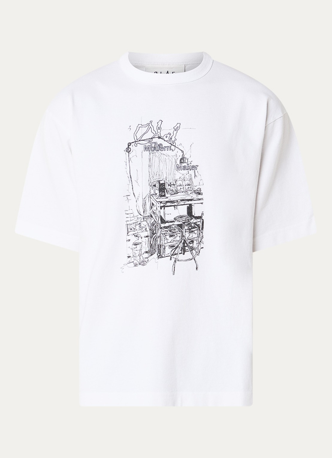 OLAF Sketched Atelier T-shirt met logoprint - voorkant 2 wit
