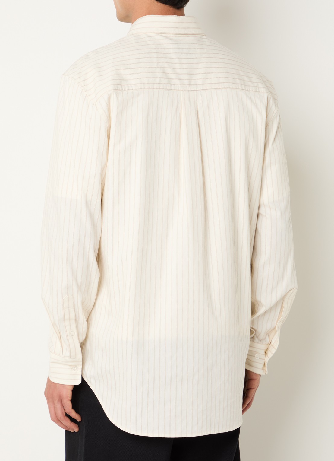OLAF Stitched regular fit overshirt met streepprint - achterkant 3 gebroken wit