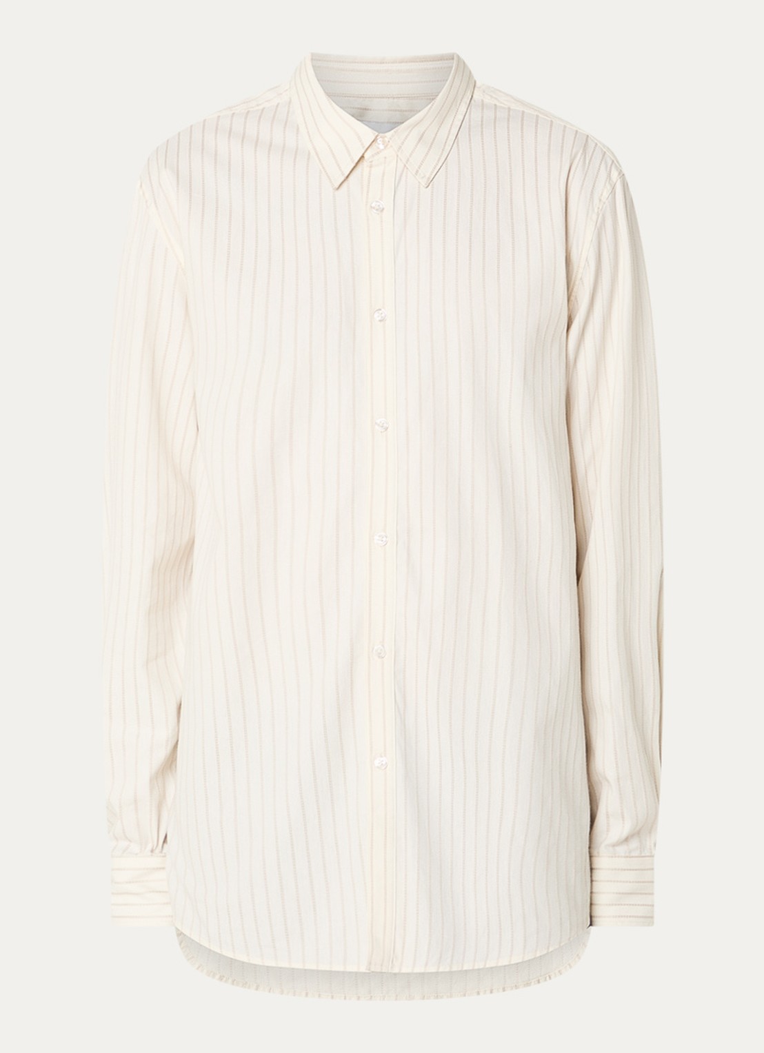 OLAF Stitched regular fit overshirt met streepprint - voorkant gebroken wit