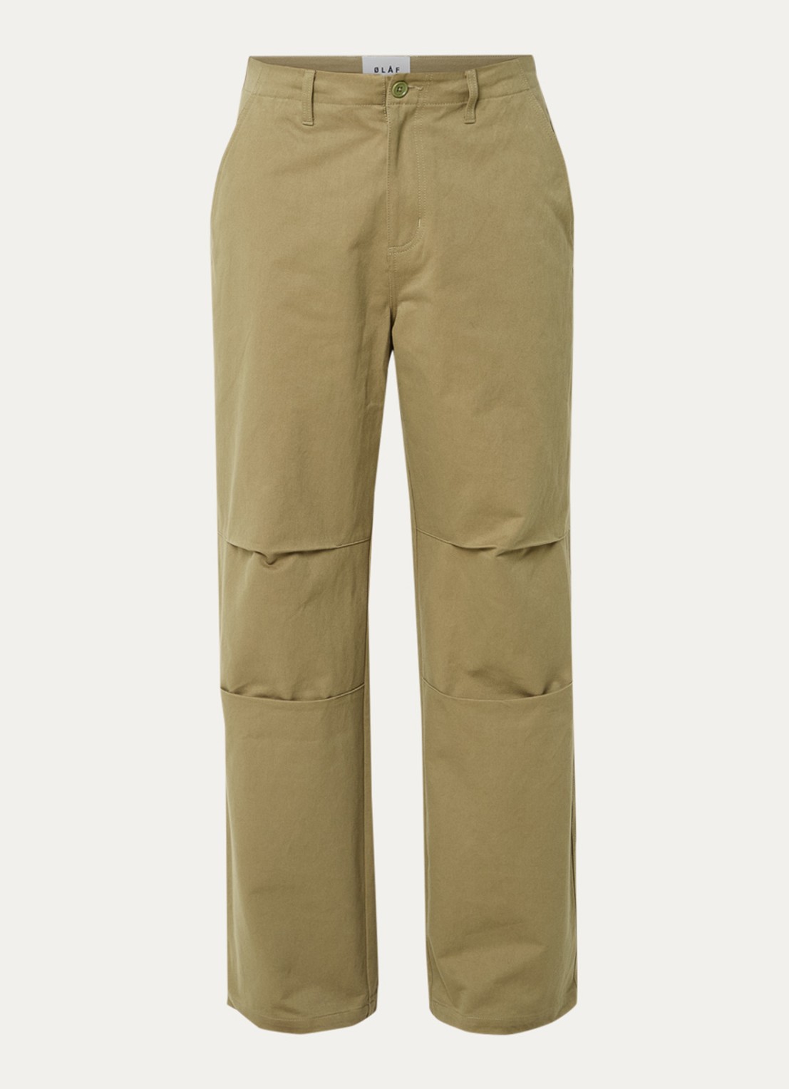 OLAF Straight fit broek met steekzakken - voorkant mosgroen