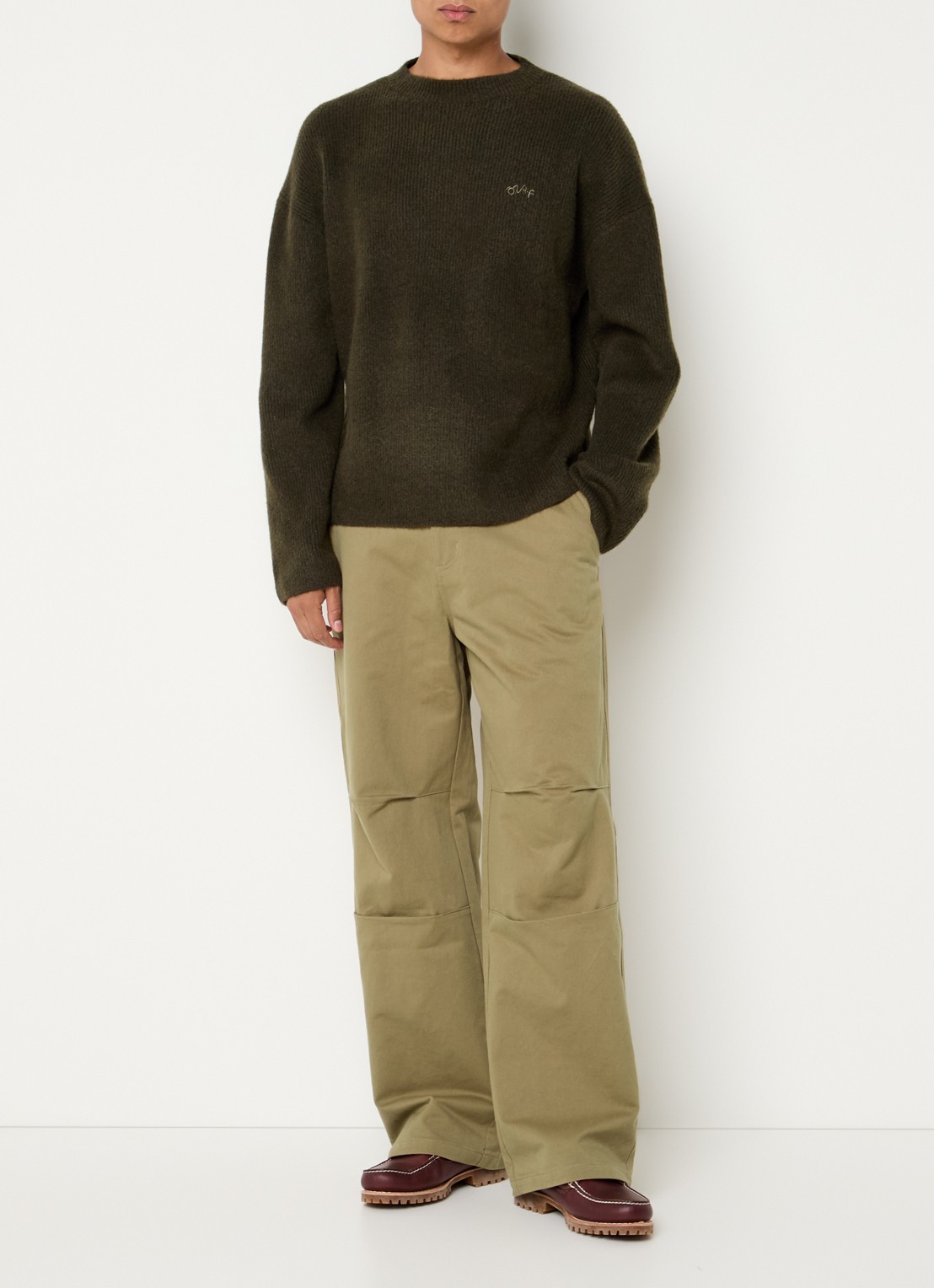 OLAF Straight fit broek met steekzakken - voorkant 2 mosgroen