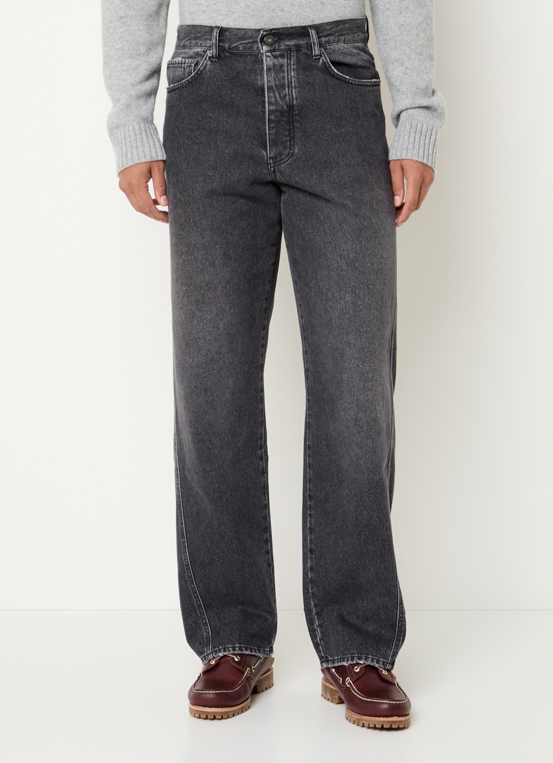 OLAF Straight fit jeans met gekleurde wassing en steekzakken - detail zwart