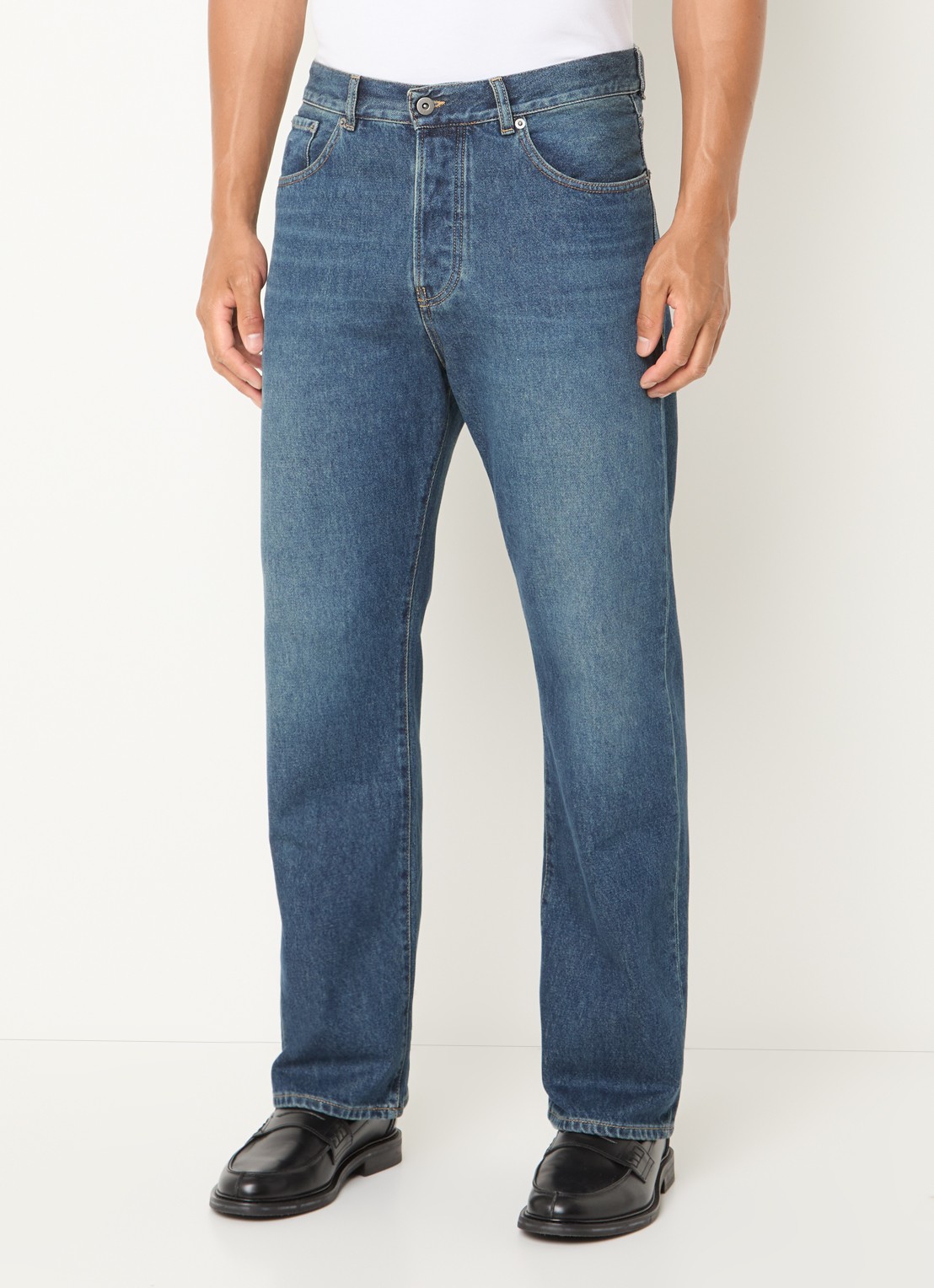 OLAF Straight fit jeans met medium wassing - detail indigo