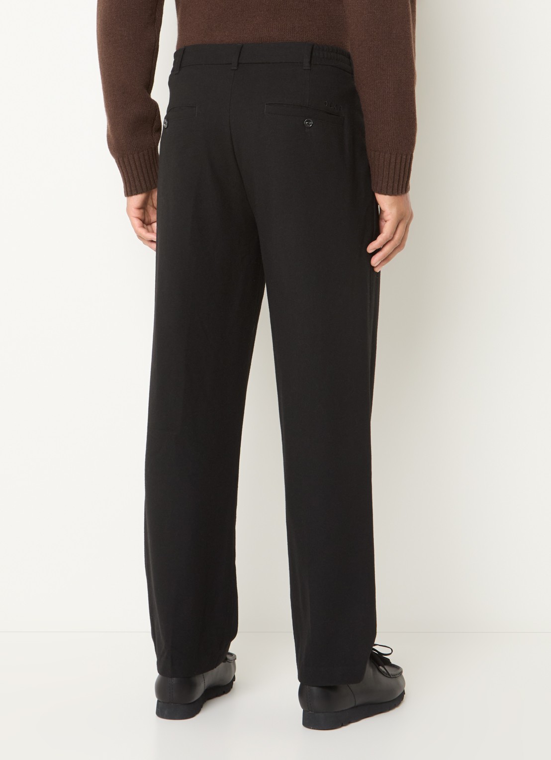 OLAF Straight fit pantalon in wolblend met steekzakken - achterkant 3 zwart
