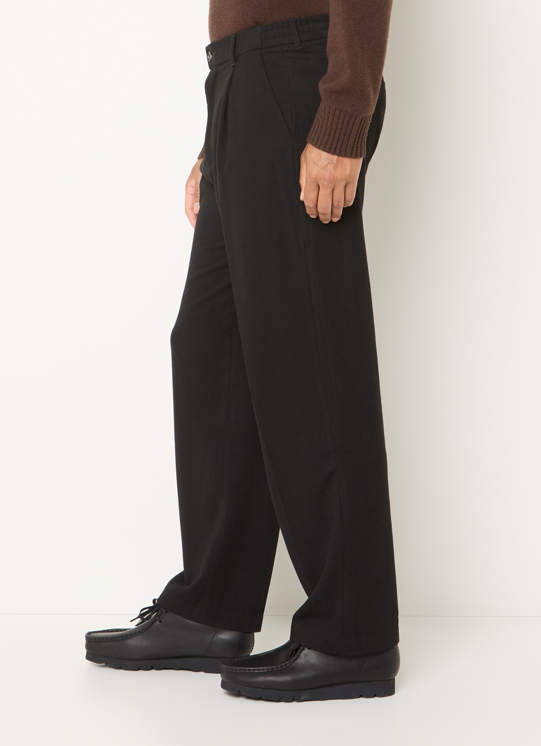 OLAF Straight fit pantalon in wolblend met steekzakken - detail 2 zwart