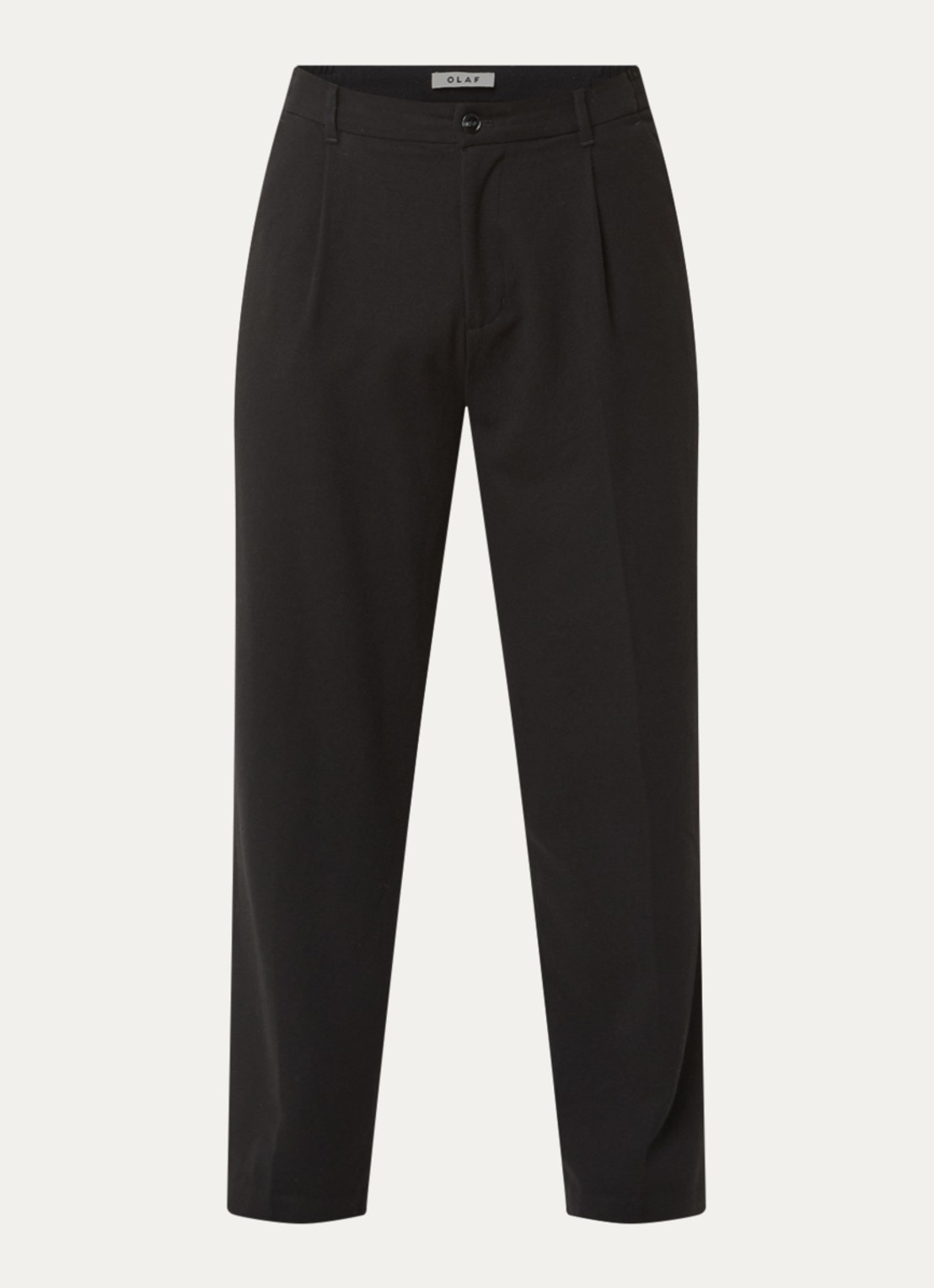 OLAF Straight fit pantalon in wolblend met steekzakken - voorkant 4 zwart