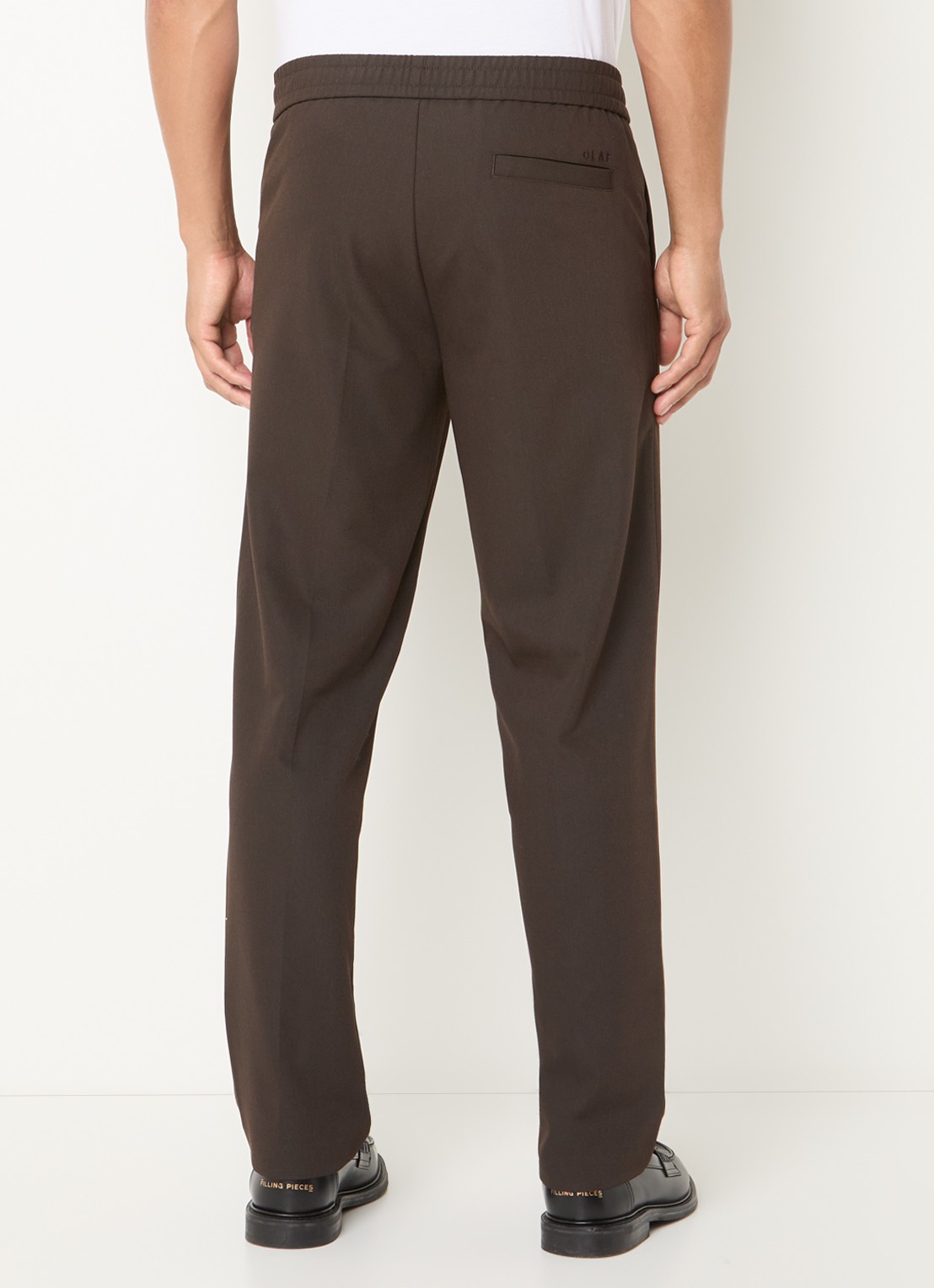 OLAF Straight fit pantalon met ritszakken - achterkant donkerbruin