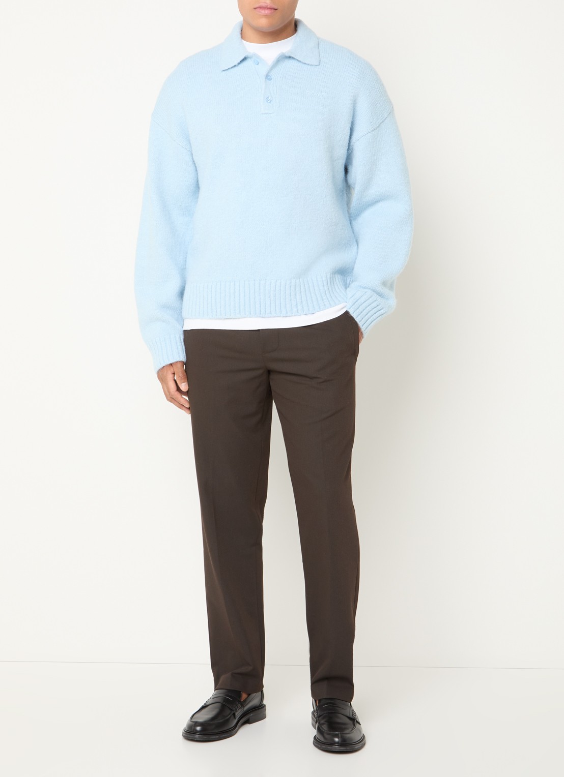 OLAF Straight fit pantalon met ritszakken - voorkant 3 donkerbruin