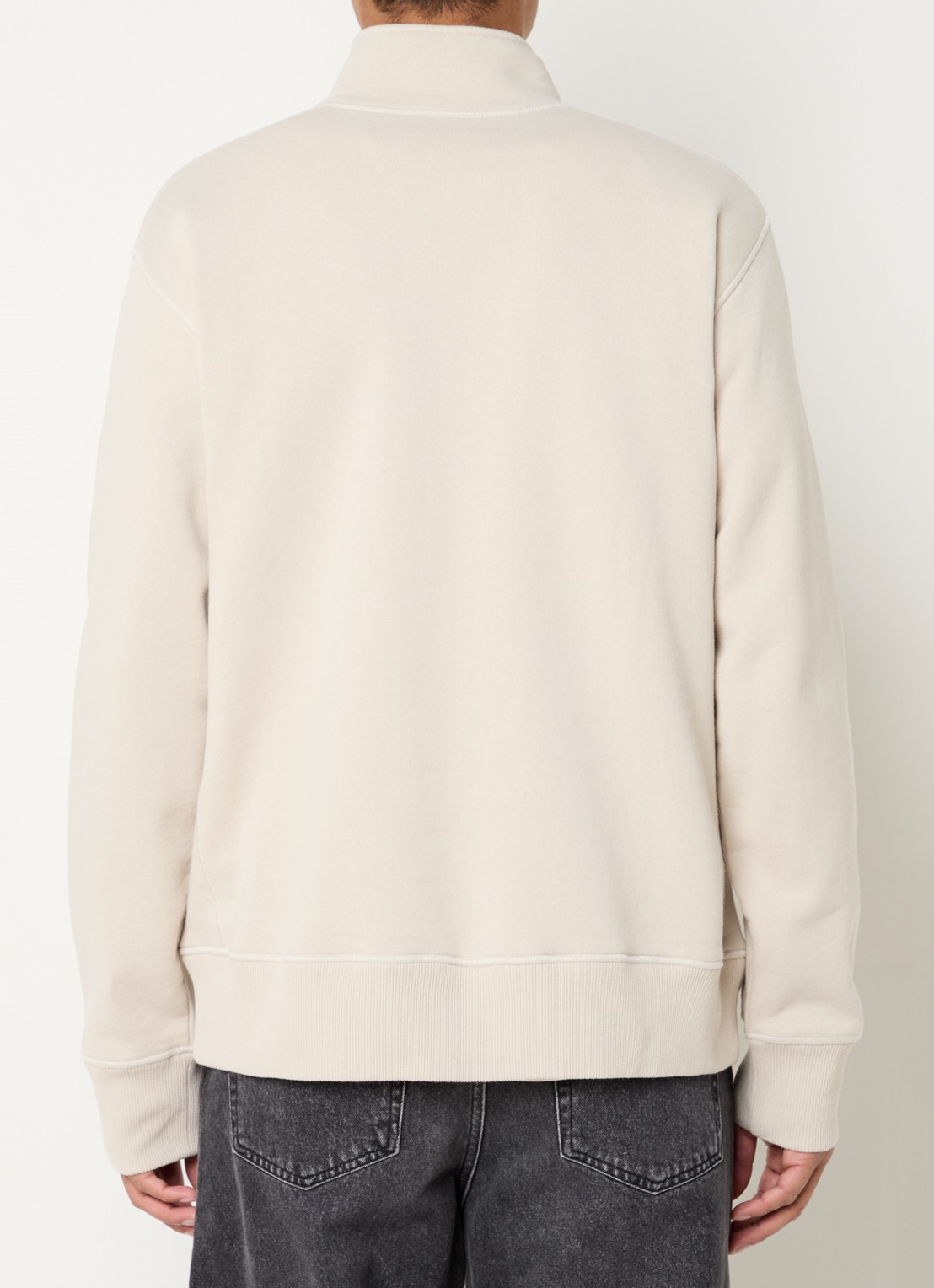 OLAF Sweater met halve rits en logoborduring - achterkant 3 beige