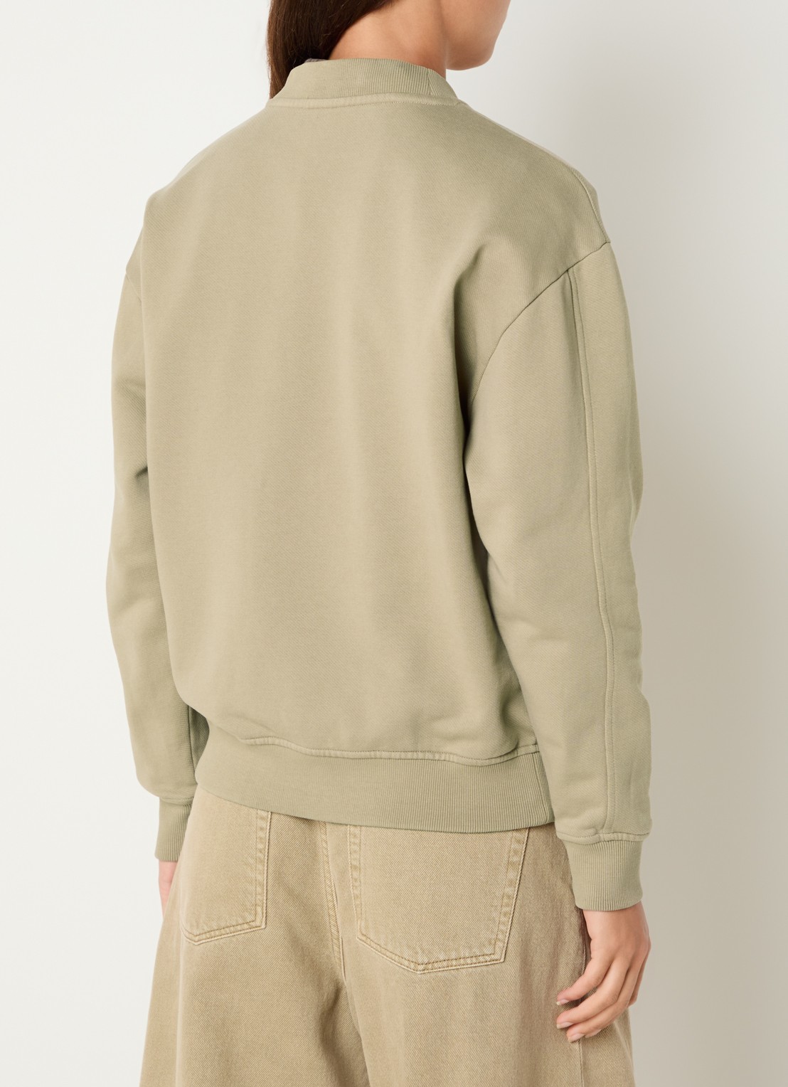 OLAF Sweater met logoborduring - achterkant mosgroen