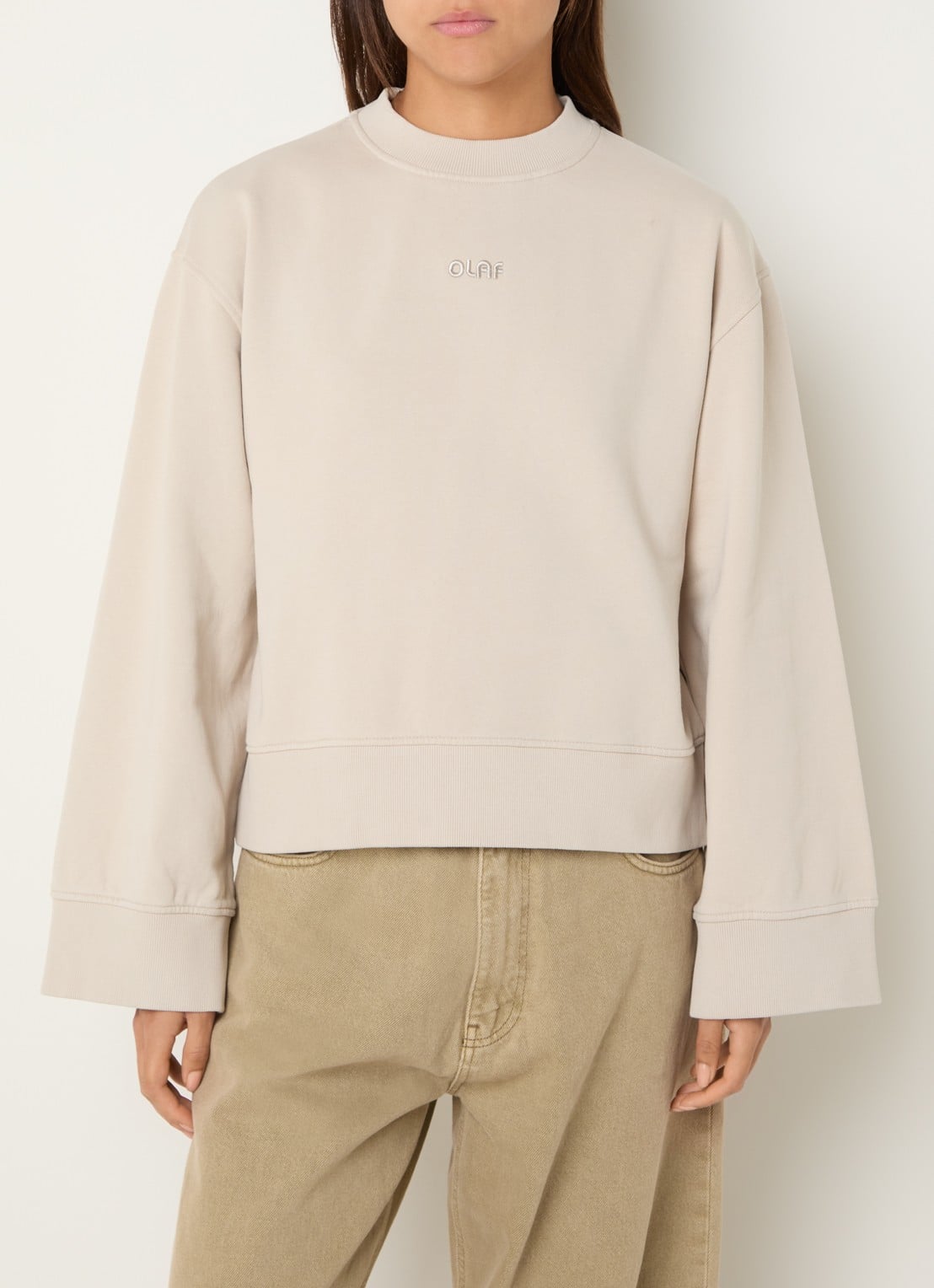 OLAF Sweater met logoborduring - detail 4 beige