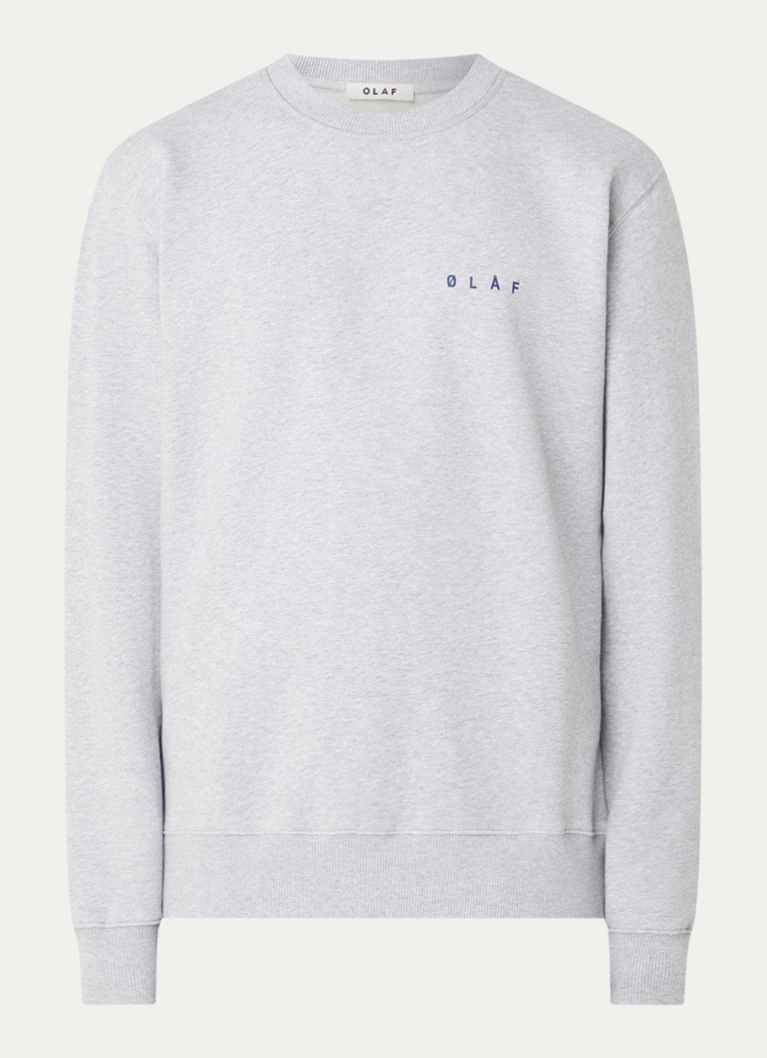 OLAF Sweater met logoprint - voorkant 3 lichtgrijs